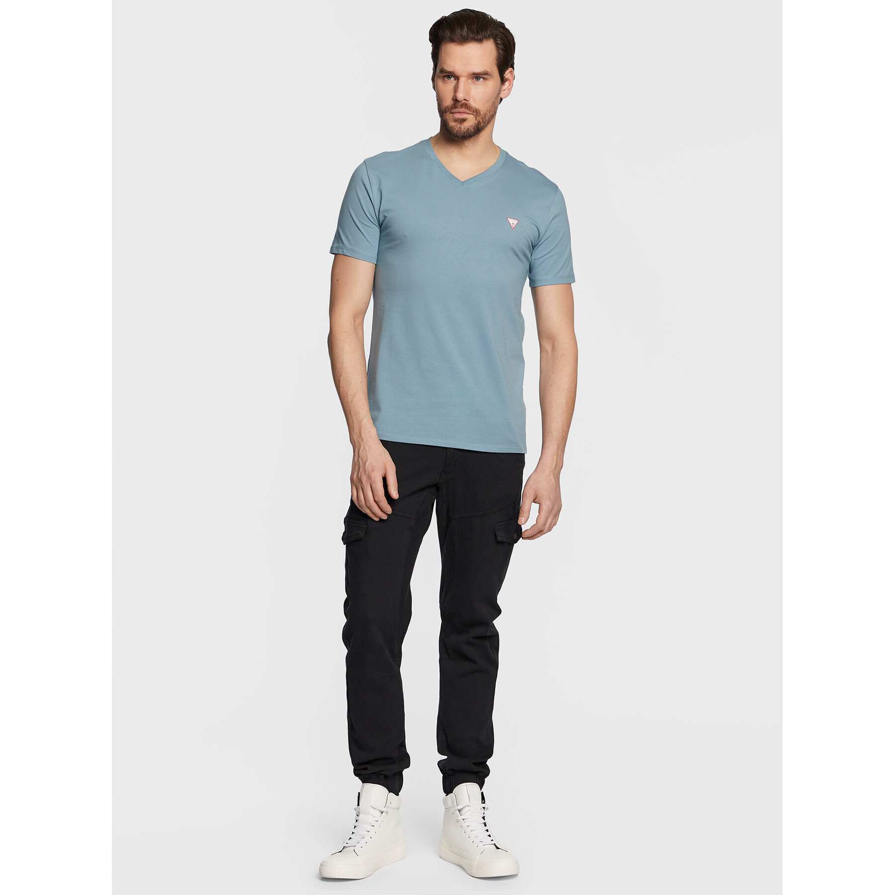 Guess Tricou Core M2YI32 J1311 Albastru Slim Fit - Pled.ro