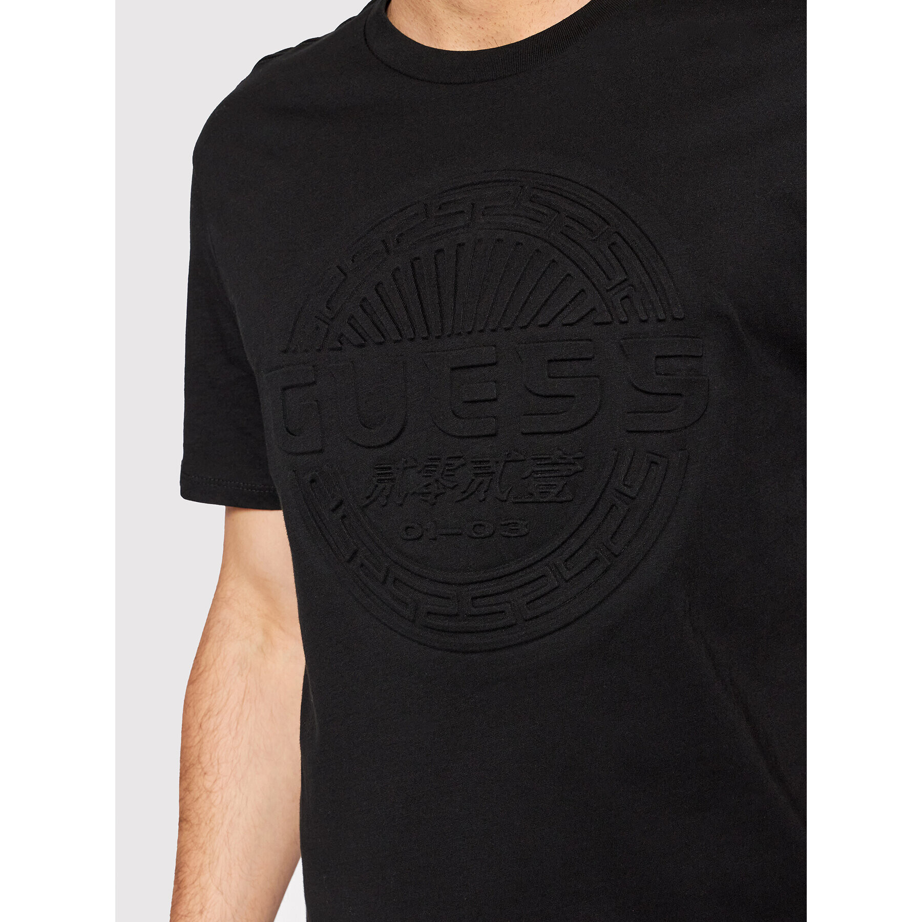 Guess Tricou Crest Logo M1RI25 KAQD1 Negru Slim Fit - Pled.ro