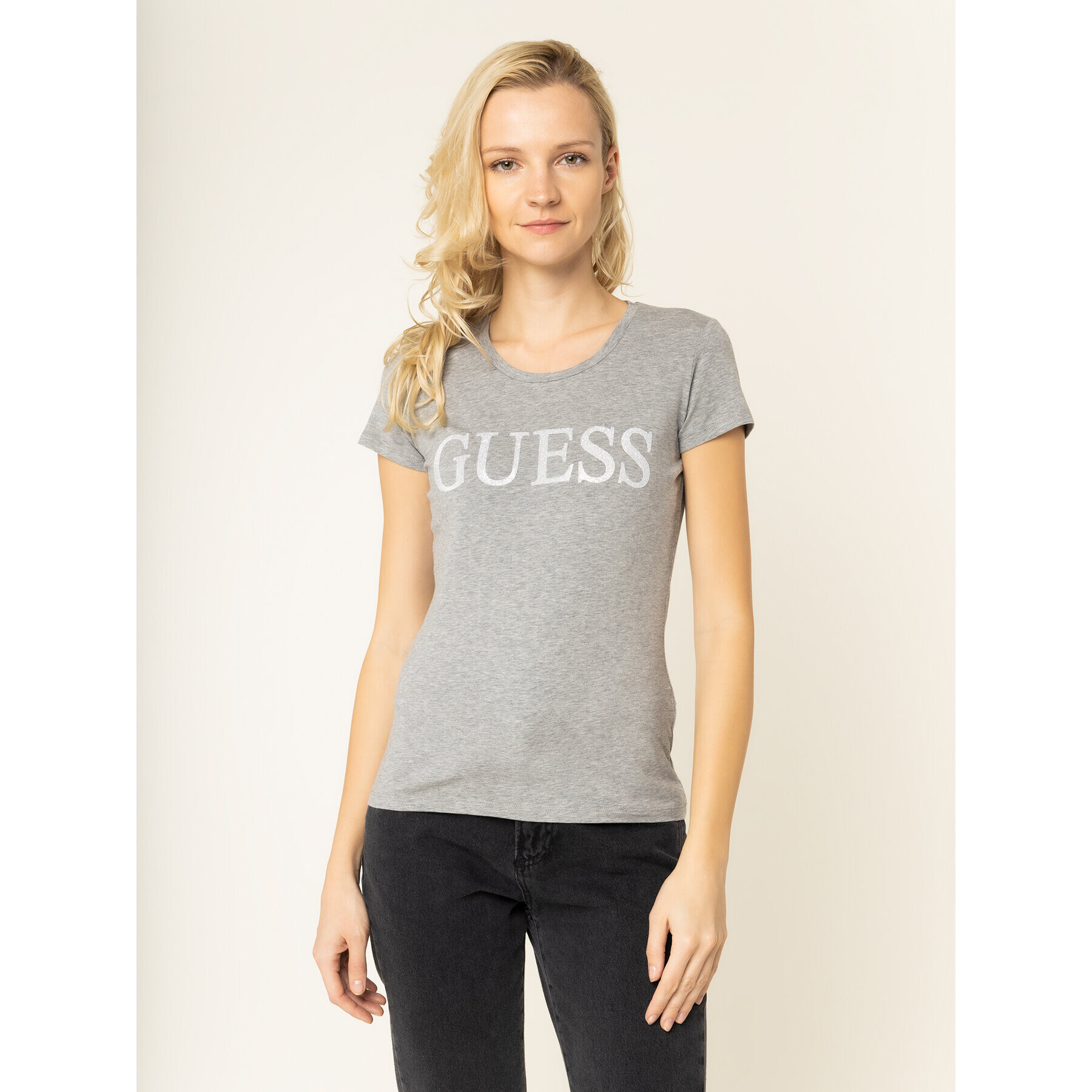 Guess Tricou Crystal W01I74 J1300 Gri Regular Fit - Pled.ro