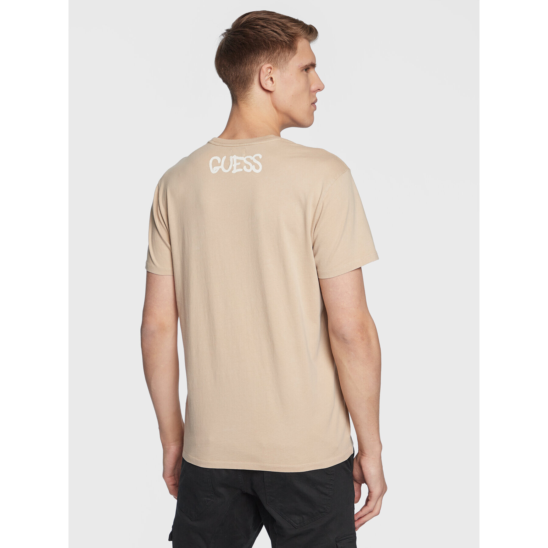 Guess Tricou Dre M2BI1X KBDL0 Bej Regular Fit - Pled.ro