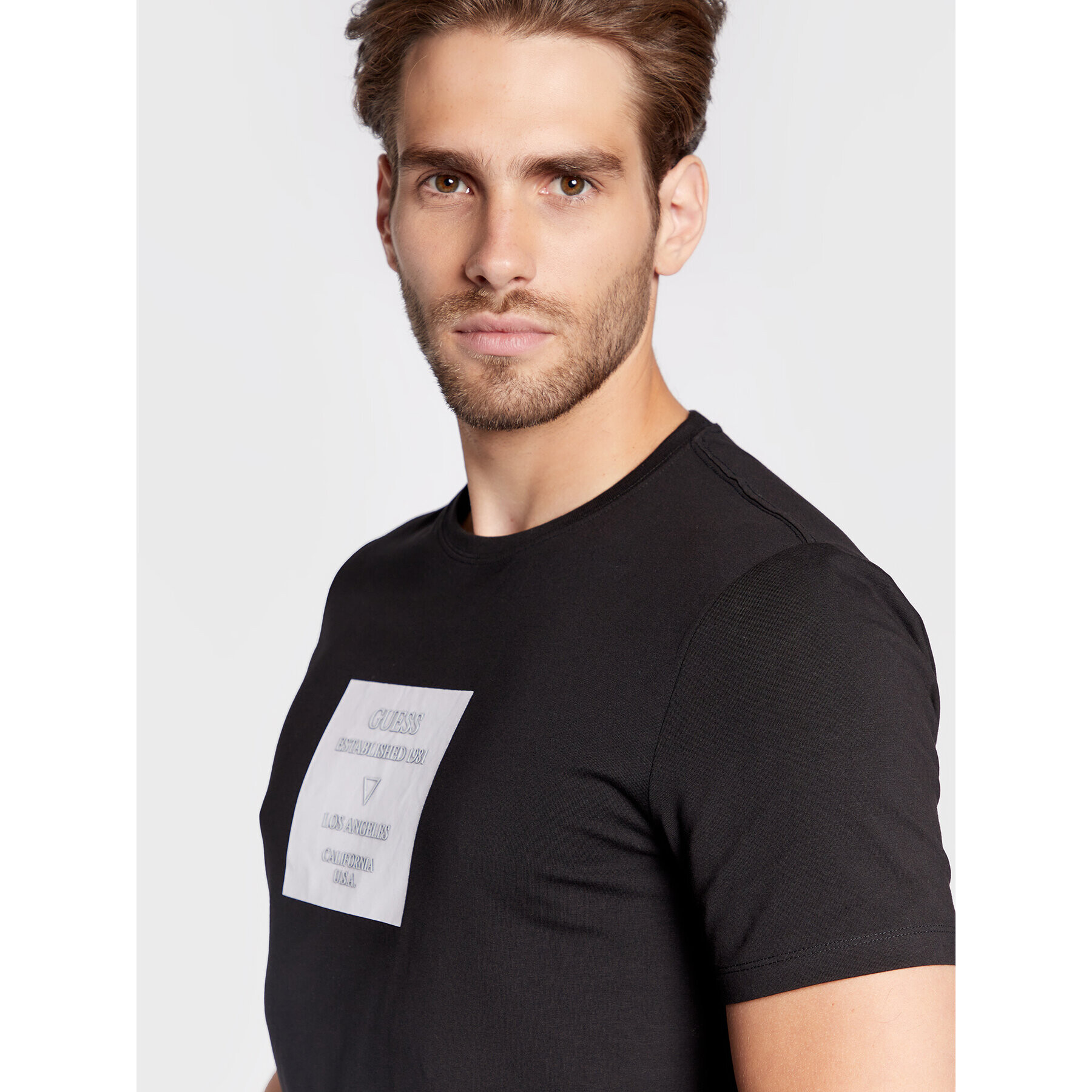 Guess Tricou Dukker M2BI52 J1314 Negru Slim Fit - Pled.ro