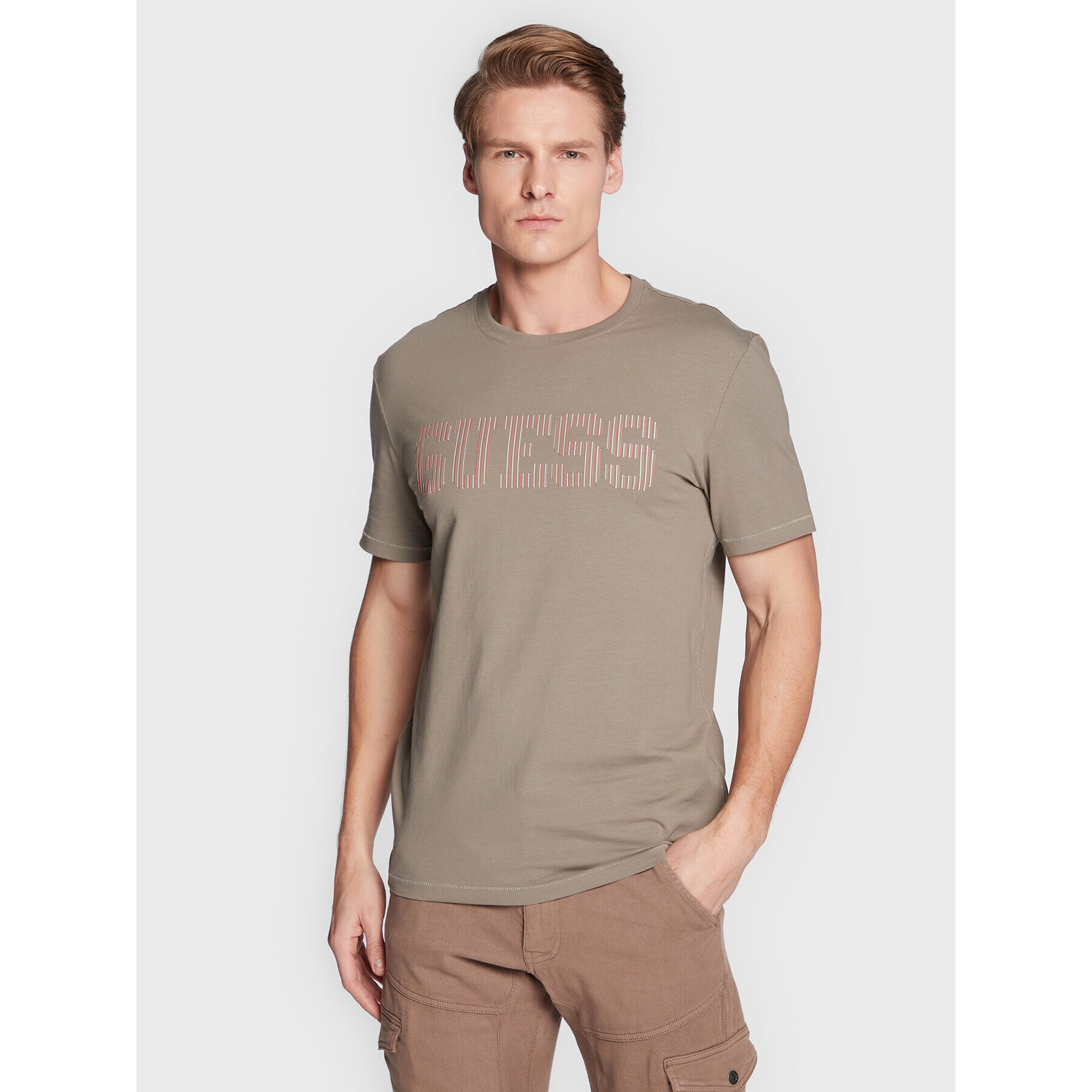 Guess Tricou Ermak M3RI05 J1314 Verde Slim Fit - Pled.ro