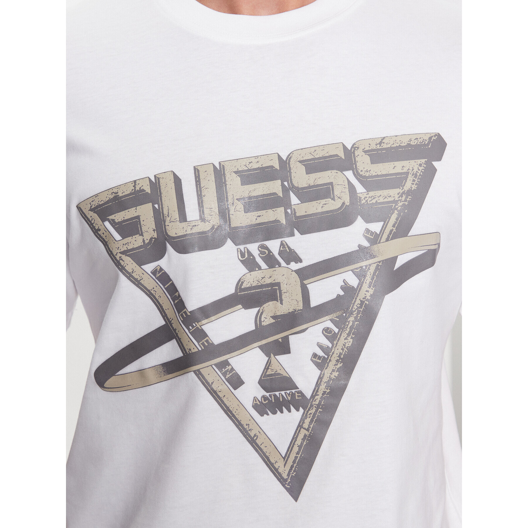 Guess Tricou Esmund Z3YI09 I3Z14 Alb Regular Fit - Pled.ro