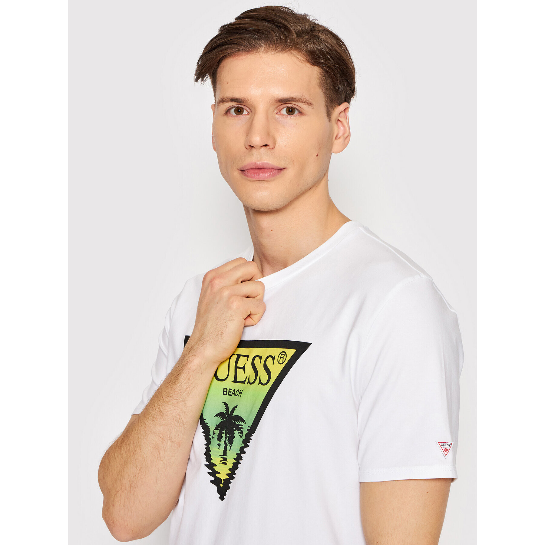 Guess Tricou F2GI00 J1311 Alb Slim Fit - Pled.ro