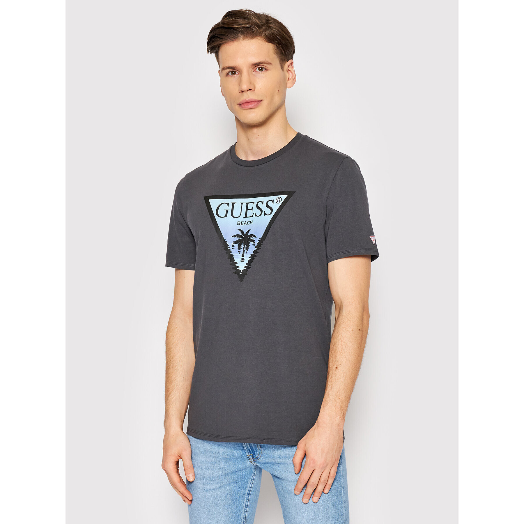 Guess Tricou F2GI00 J1311 Gri Slim Fit - Pled.ro