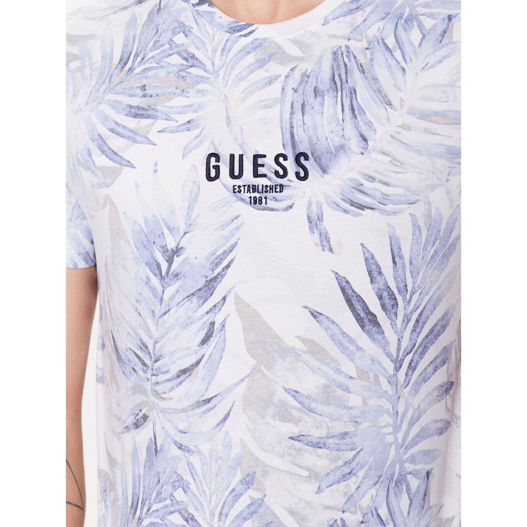 Guess Tricou Foliage M3GI27 I3Z14 Albastru Slim Fit - Pled.ro