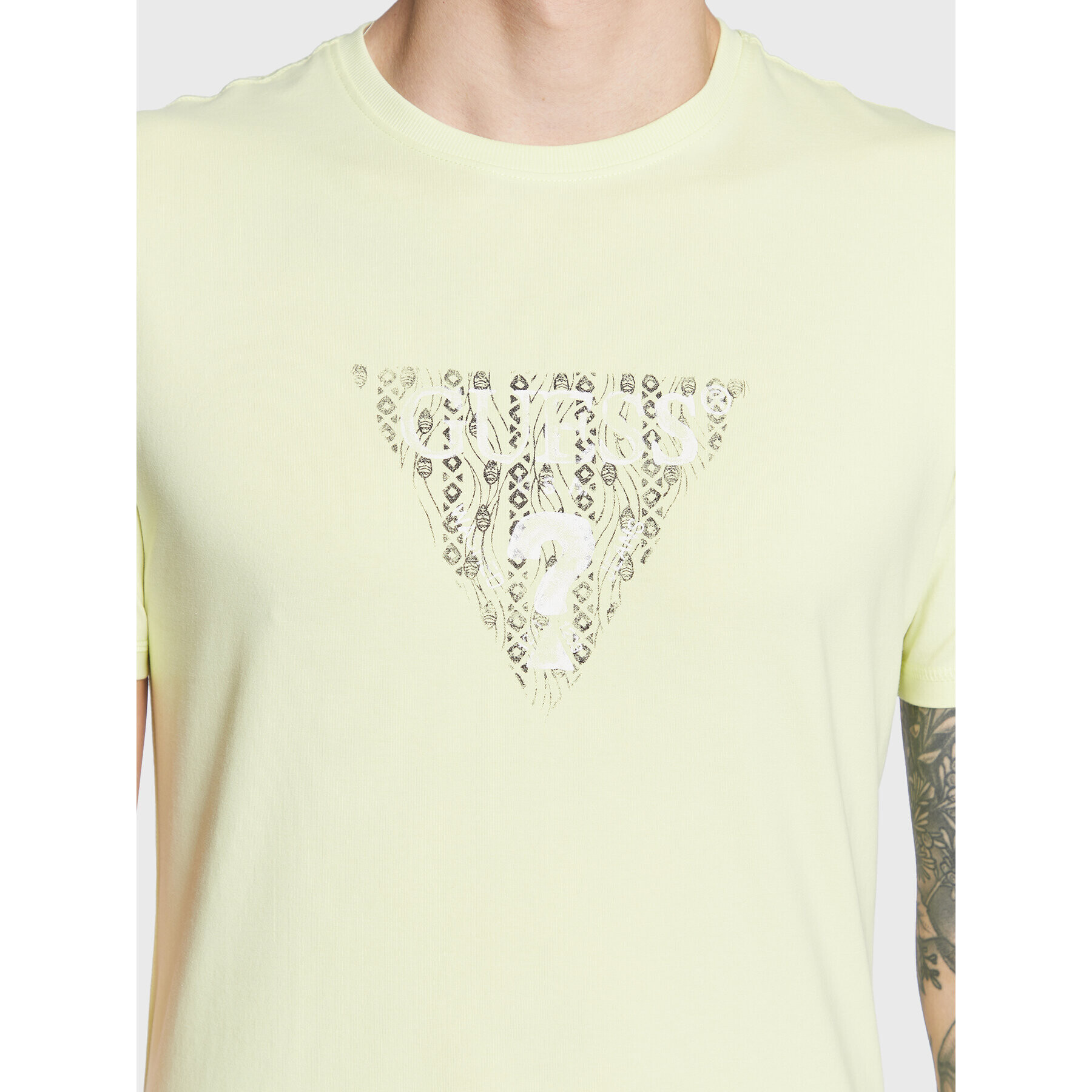 Guess Tricou Geo Triangle M3GI23 J1314 Verde Slim Fit - Pled.ro