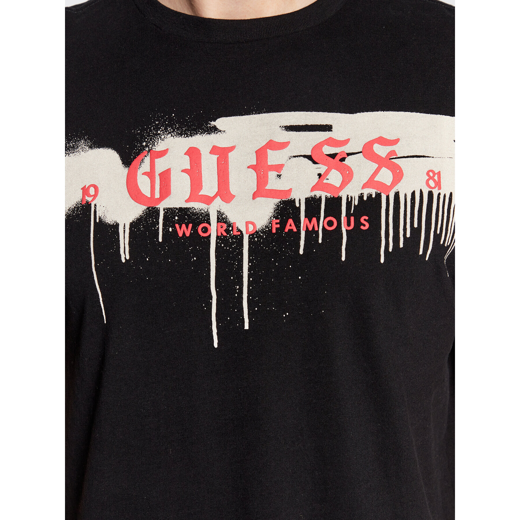 Guess Tricou Graffiti M3RI75 KBDK0 Negru Slim Fit - Pled.ro