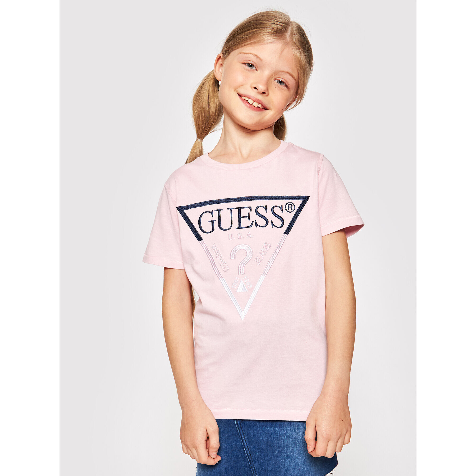 Guess Tricou H1RJ05 K8HM0 Roz Regular Fit - Pled.ro