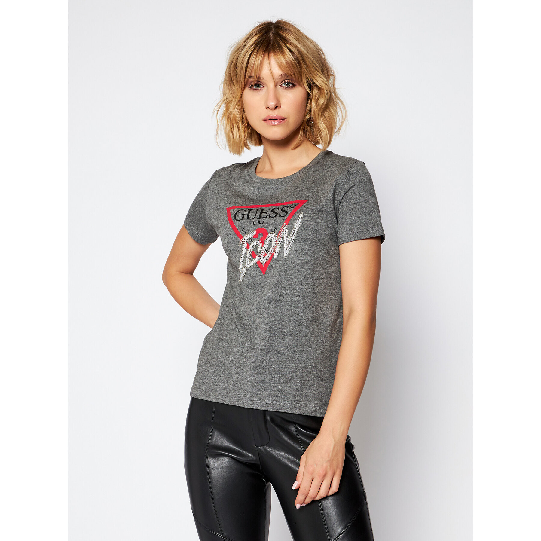 Guess Tricou Icon Tee W0BI00 I3Z00 Gri Regular Fit - Pled.ro