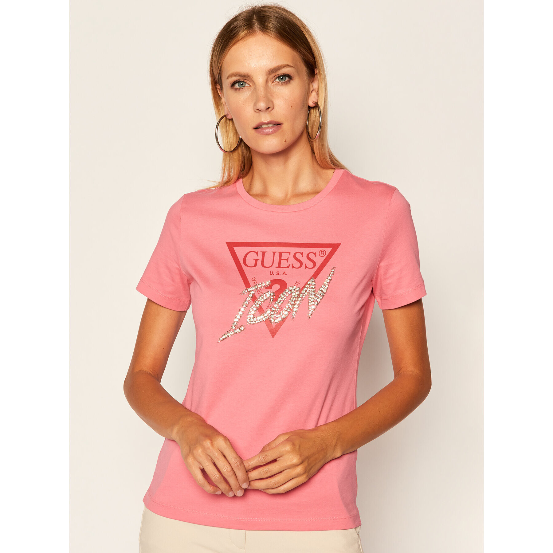 Guess Tricou Icon W0YI32 I3Z00 Roz Regular Fit - Pled.ro