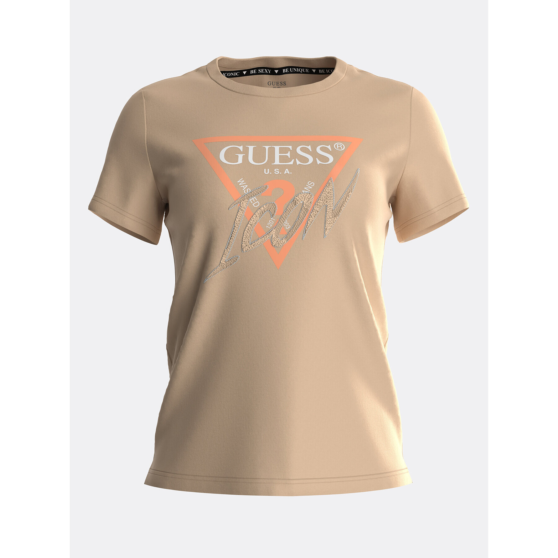 Guess Tricou Icon W3GI46 I3Z14 Portocaliu Regular Fit - Pled.ro