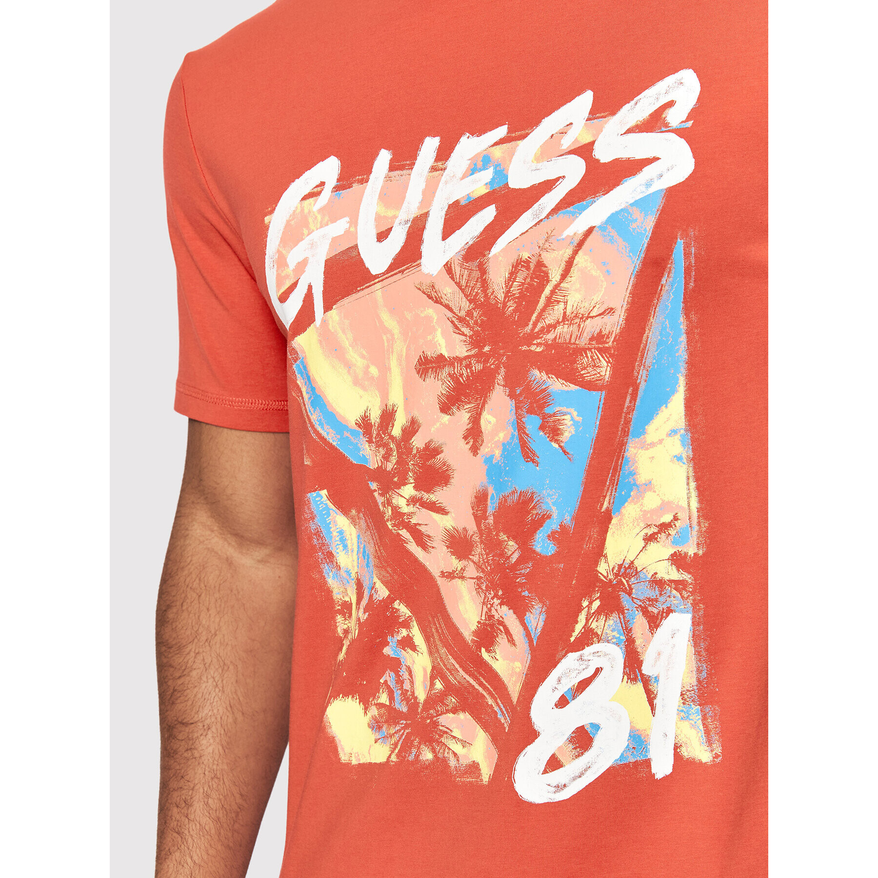 Guess Tricou Impress M2GI24 J1311 Roșu Slim Fit - Pled.ro