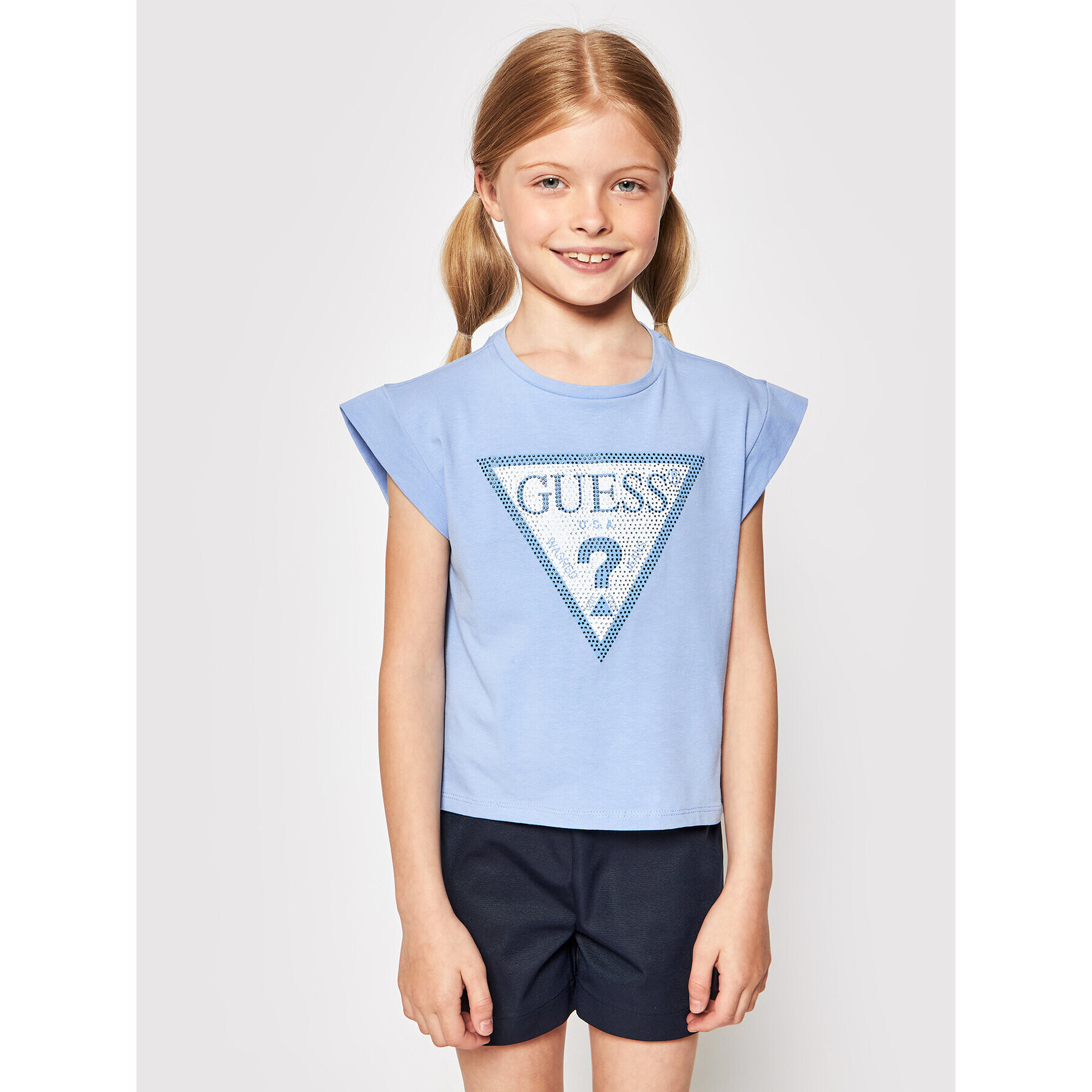 Guess Tricou J1RI26 K6YW1 Albastru Regular Fit - Pled.ro