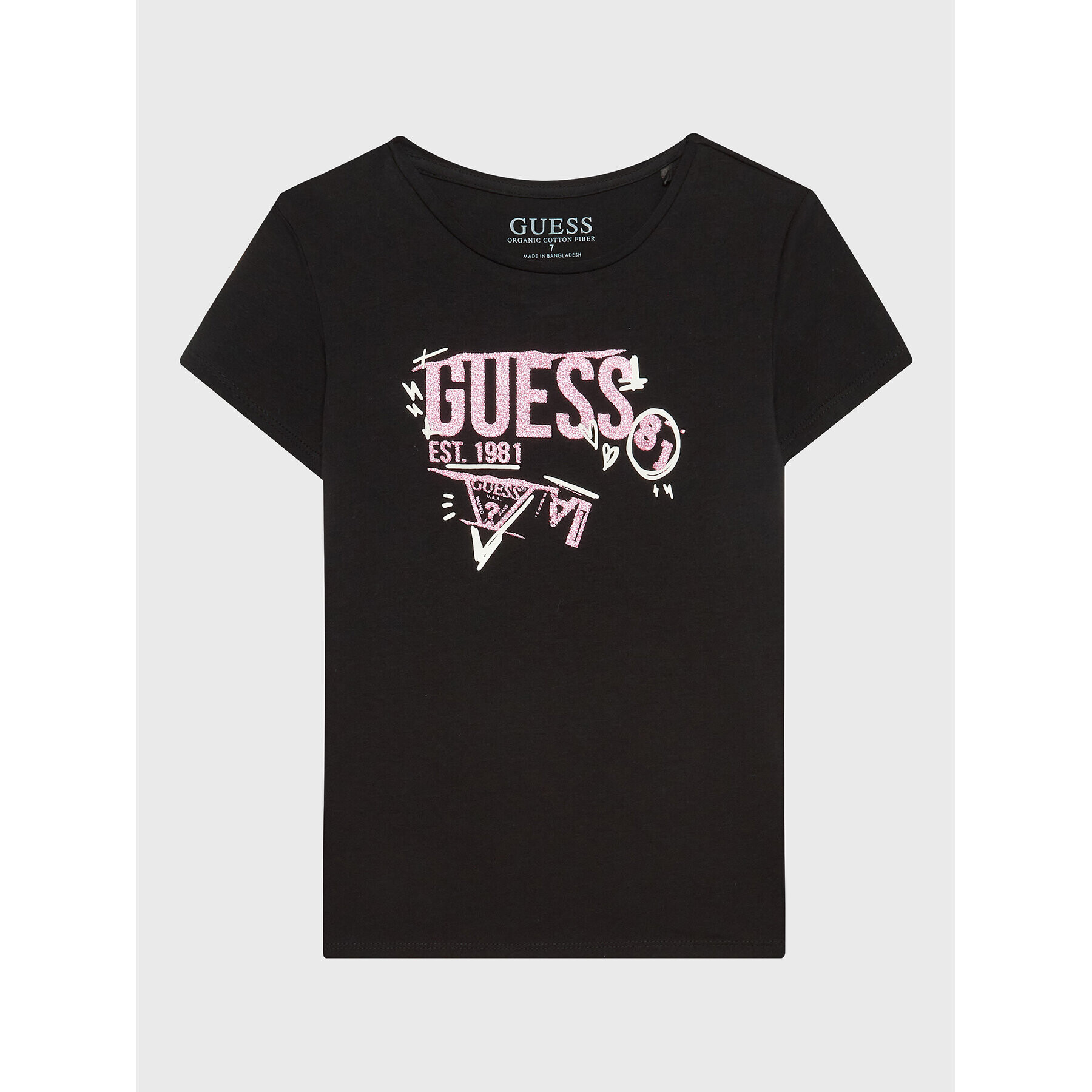 Guess Tricou J3RI06 K6YW1 Negru Regular Fit - Pled.ro