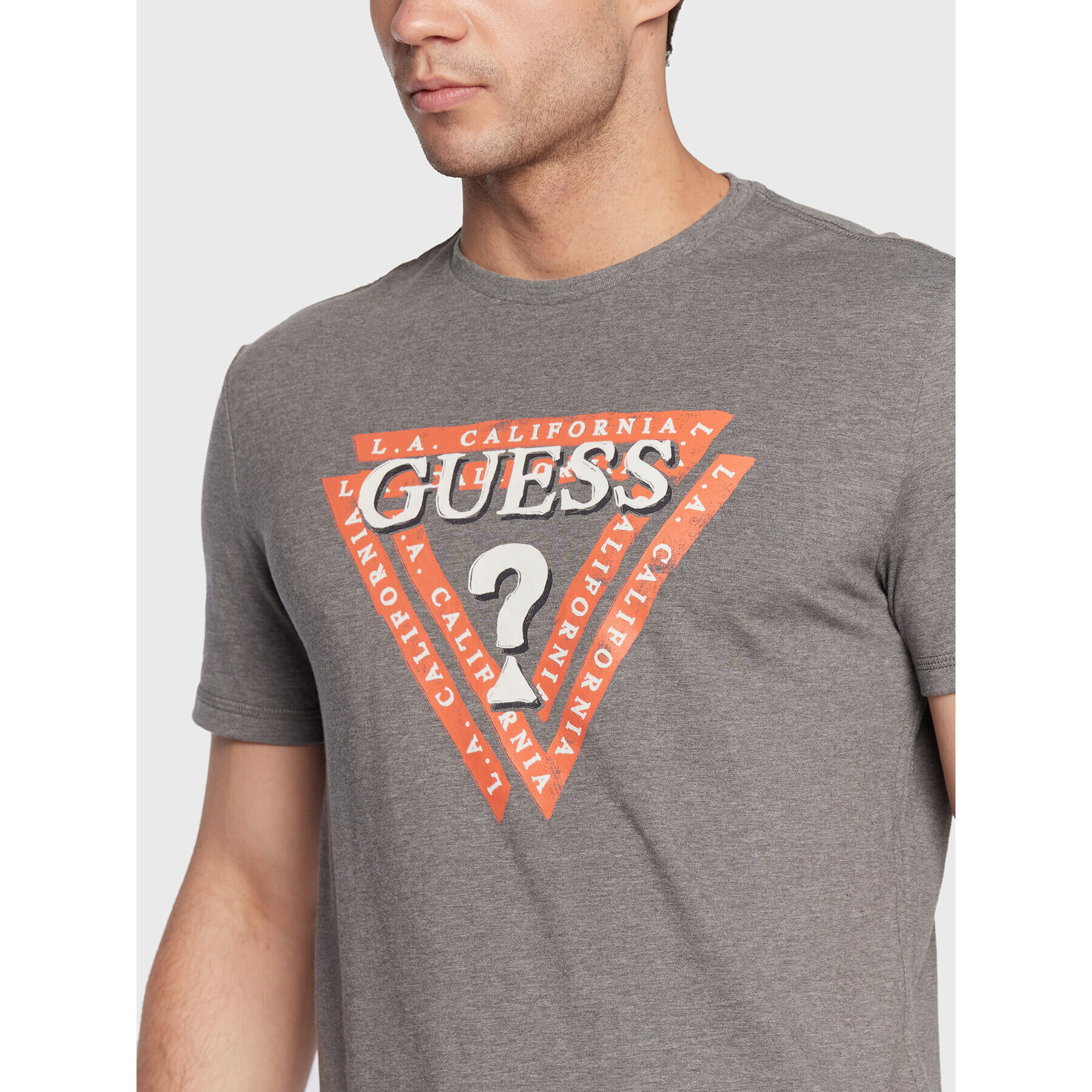 Guess Tricou Jasin M2BI43 J1314 Gri Slim Fit - Pled.ro