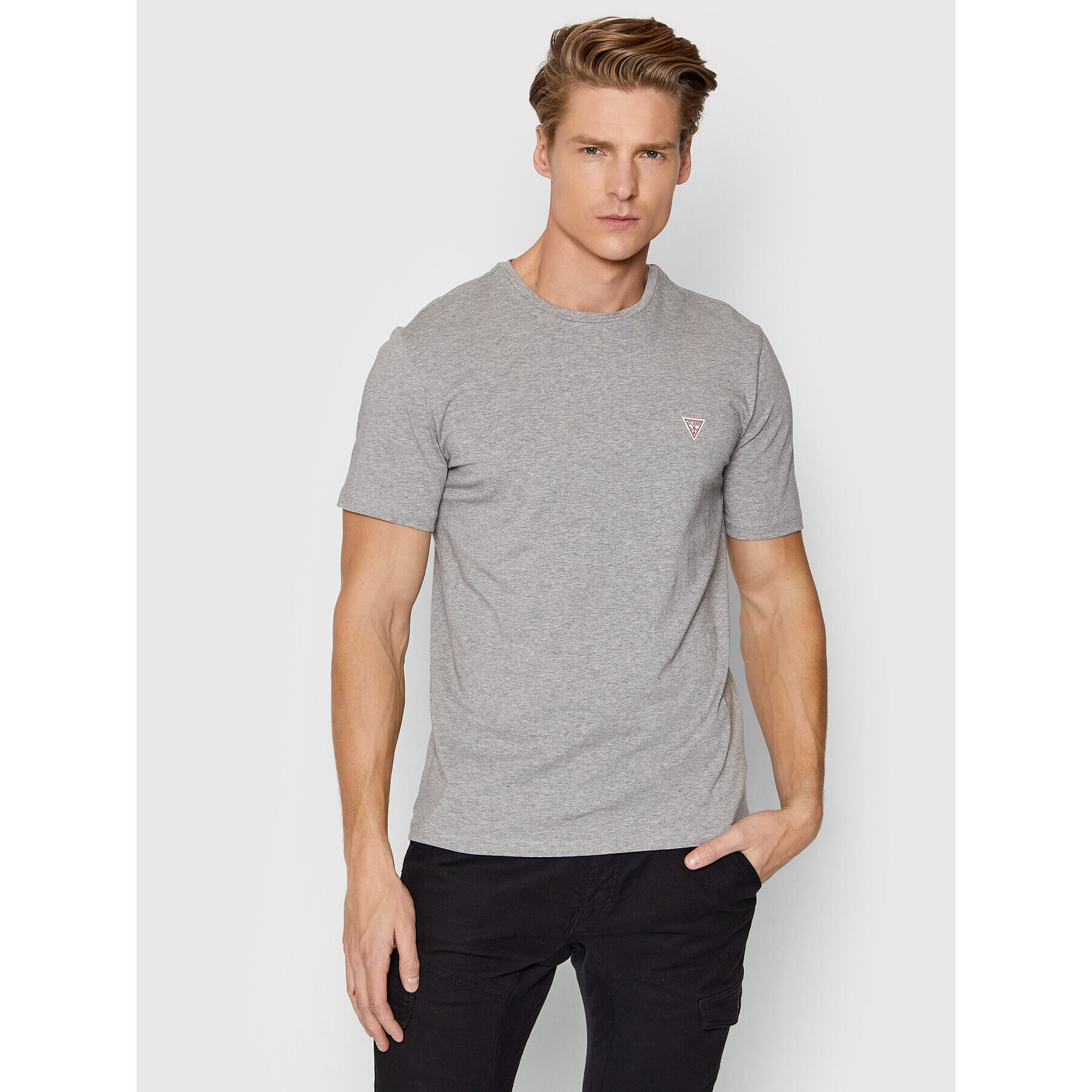 Guess Tricou Joe U2RM00 K6YW1 Gri Regular Fit - Pled.ro