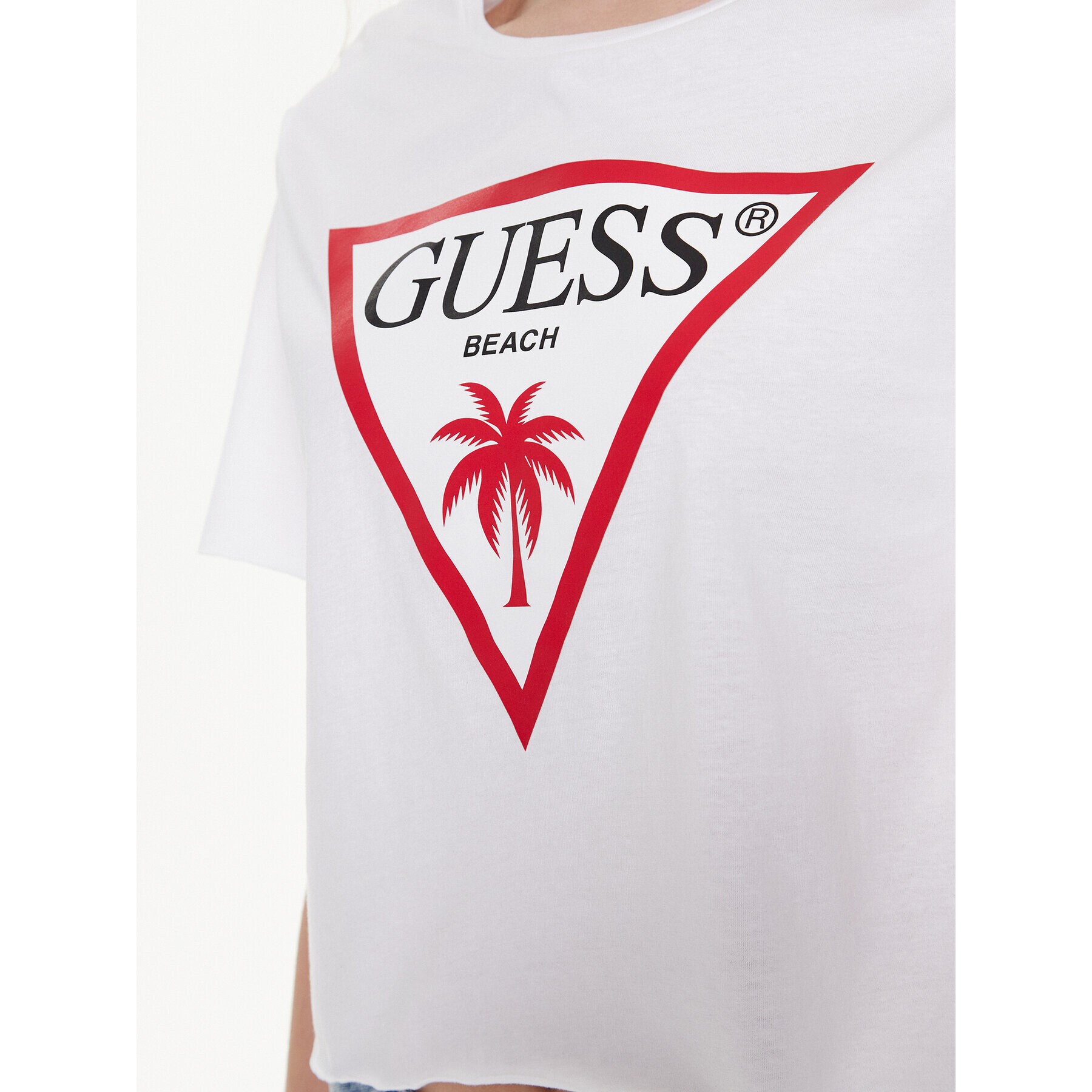 Guess Tricou Logo E02I01 JA914 Alb Boxy Fit - Pled.ro