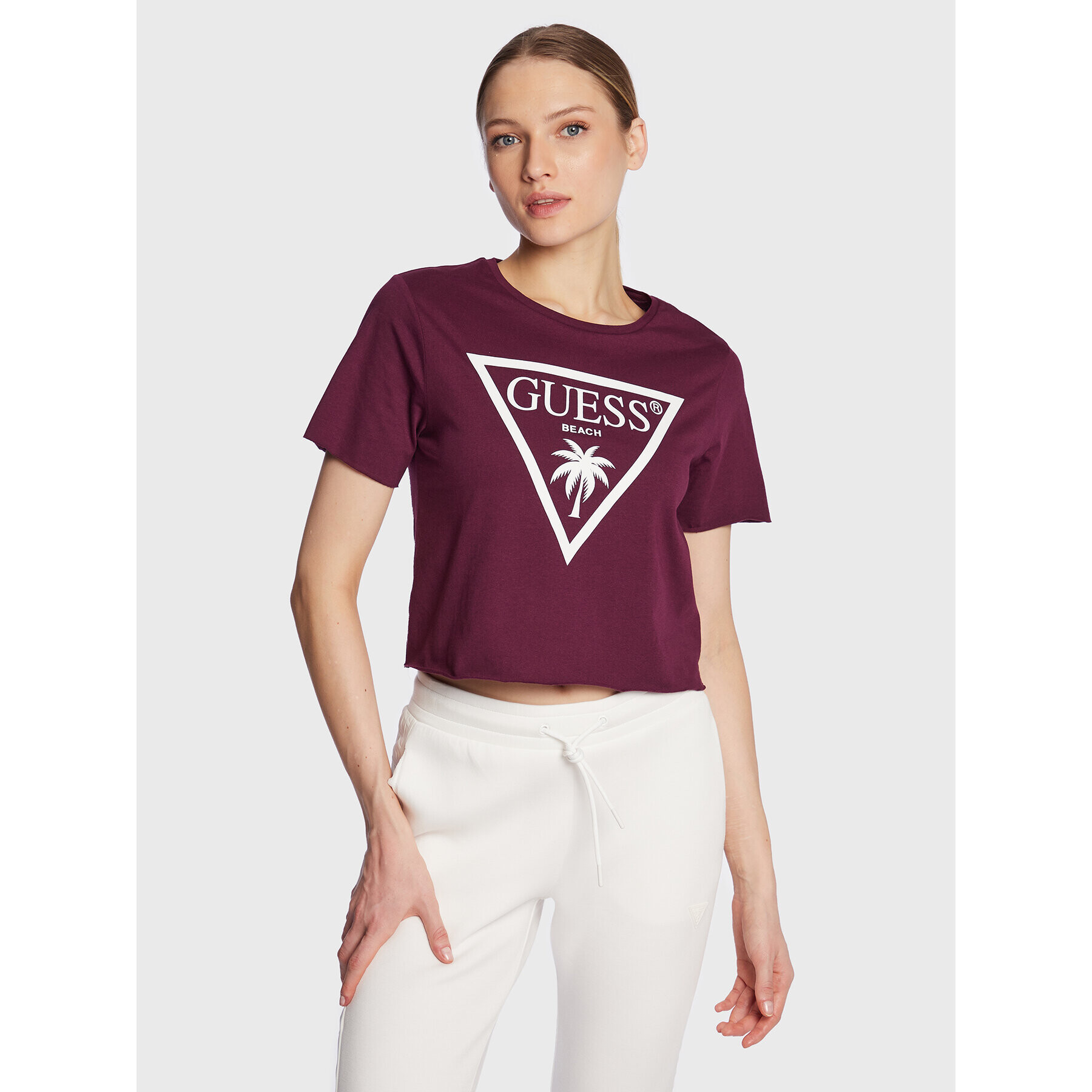 Guess Tricou Logo E02I01 JA914 Violet Boxy Fit - Pled.ro