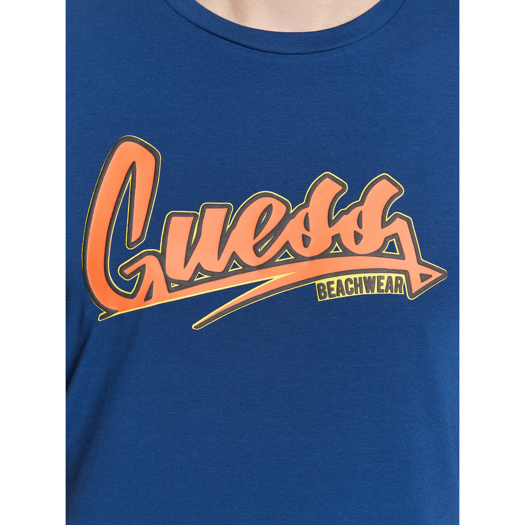 Guess Tricou Logo F3GI10 J1314 Albastru Slim Fit - Pled.ro