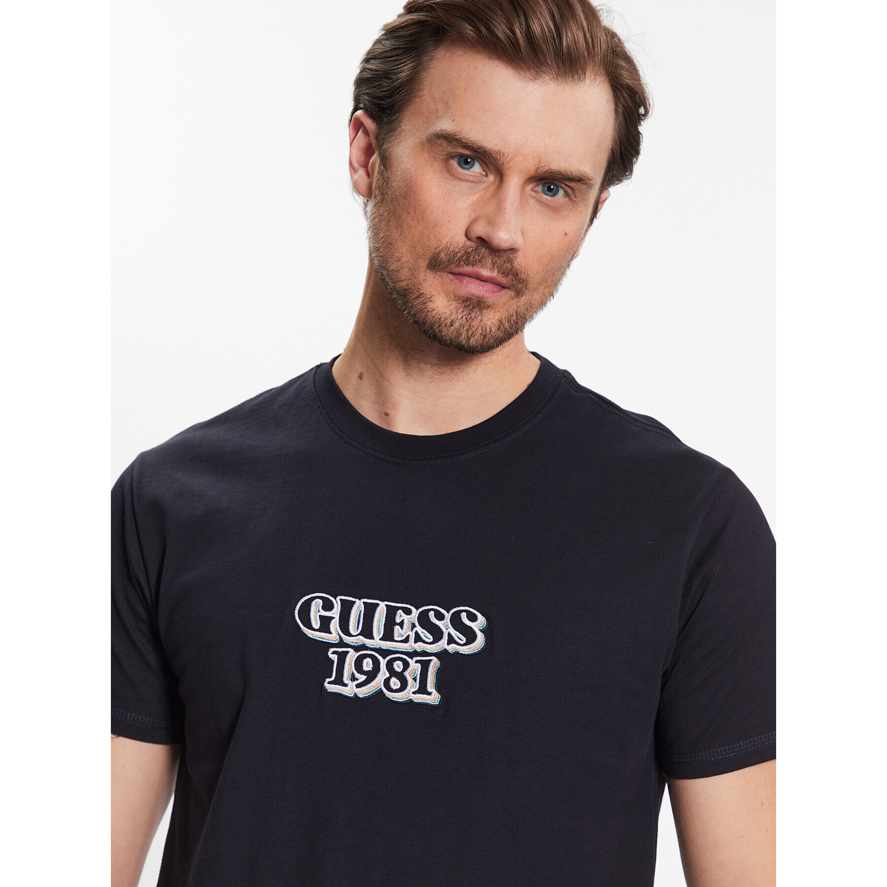 Guess Tricou Logo M3GI30 K8FQ4 Bleumarin Slim Fit - Pled.ro