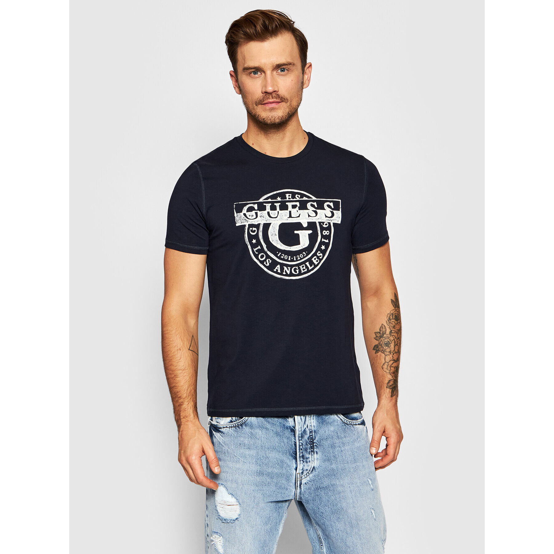 Guess Tricou M1BI35 J1311 Bleumarin Slim Fit - Pled.ro