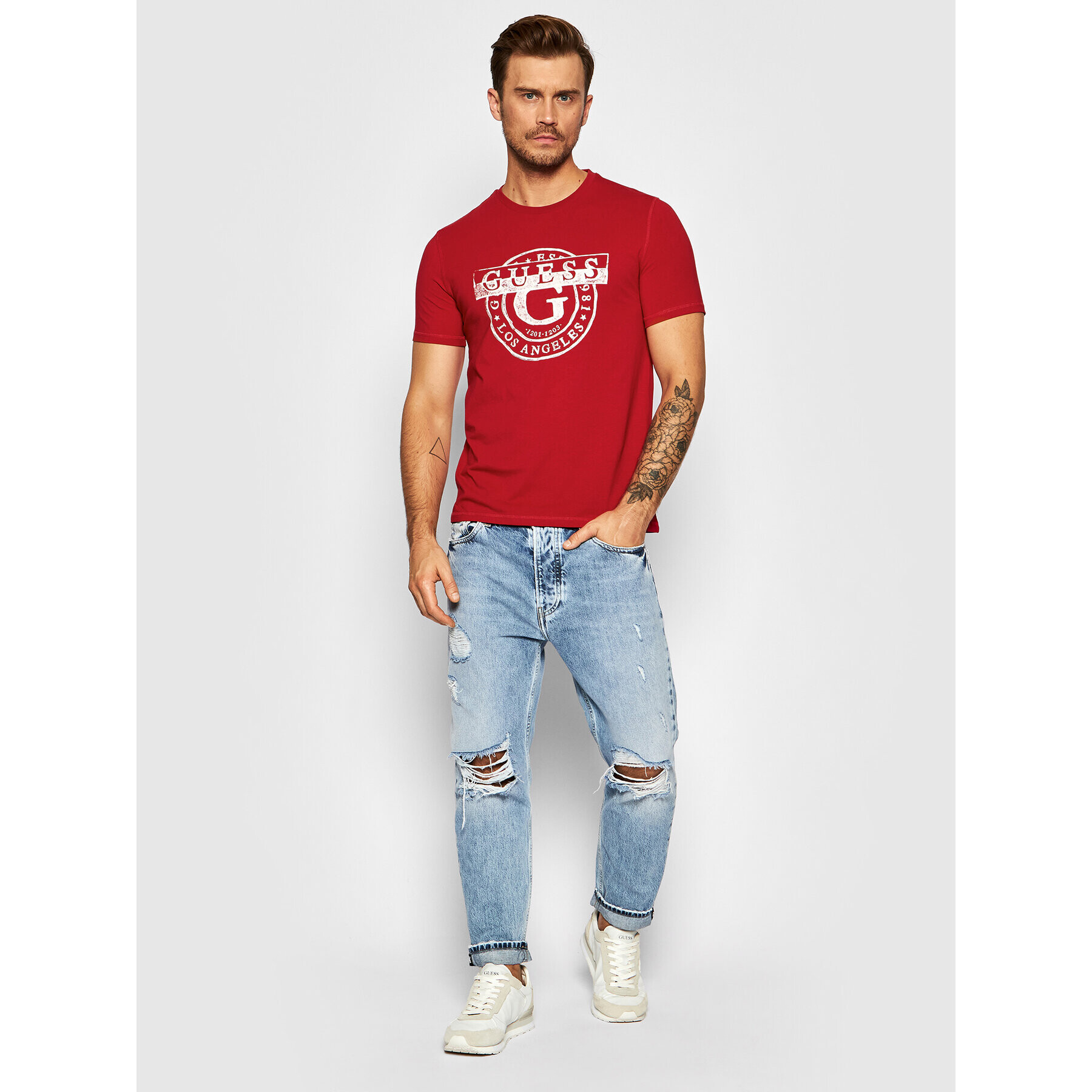 Guess Tricou M1BI35 J1311 Roșu Slim Fit - Pled.ro