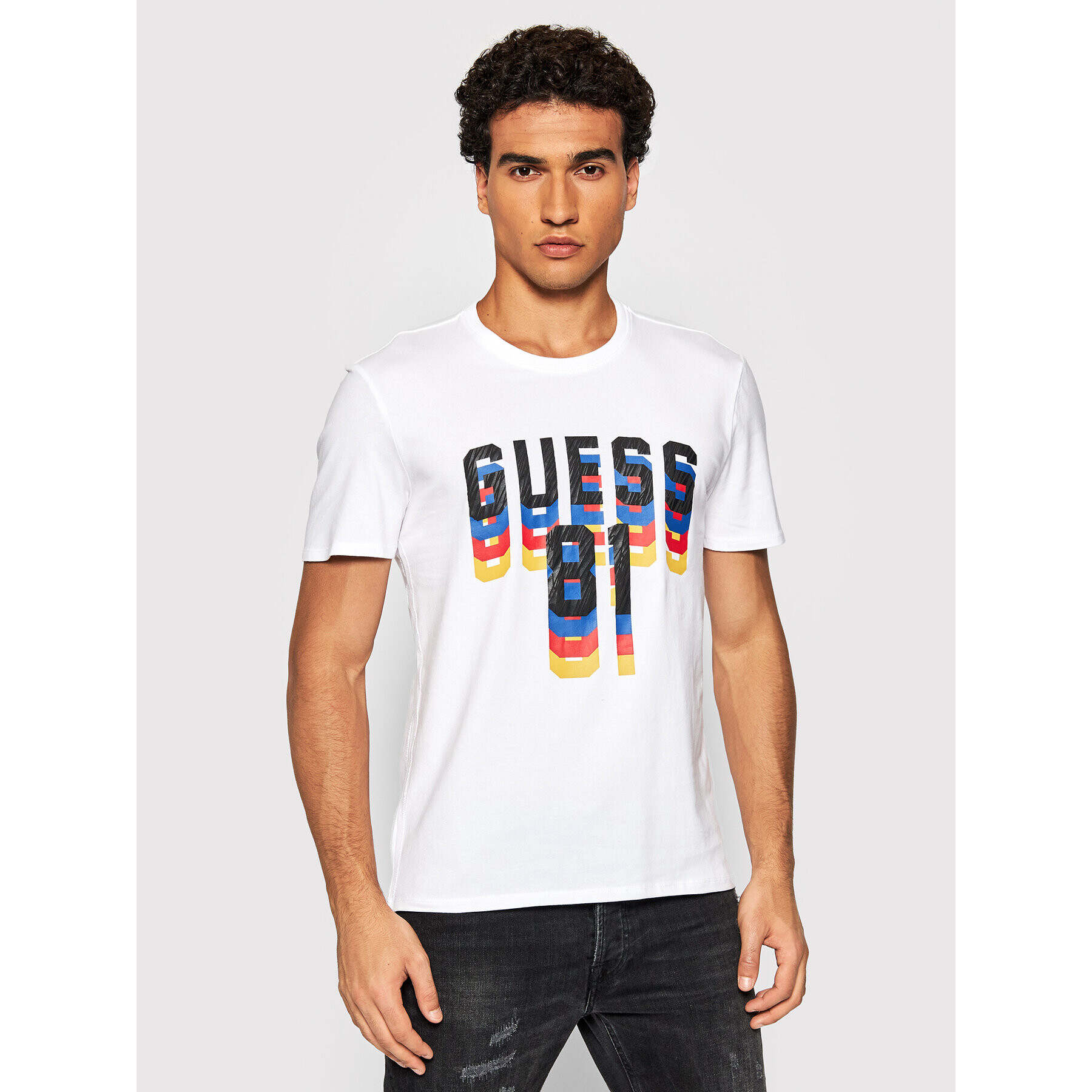 Guess Tricou M1BI37 J1311 Alb Regular Fit - Pled.ro