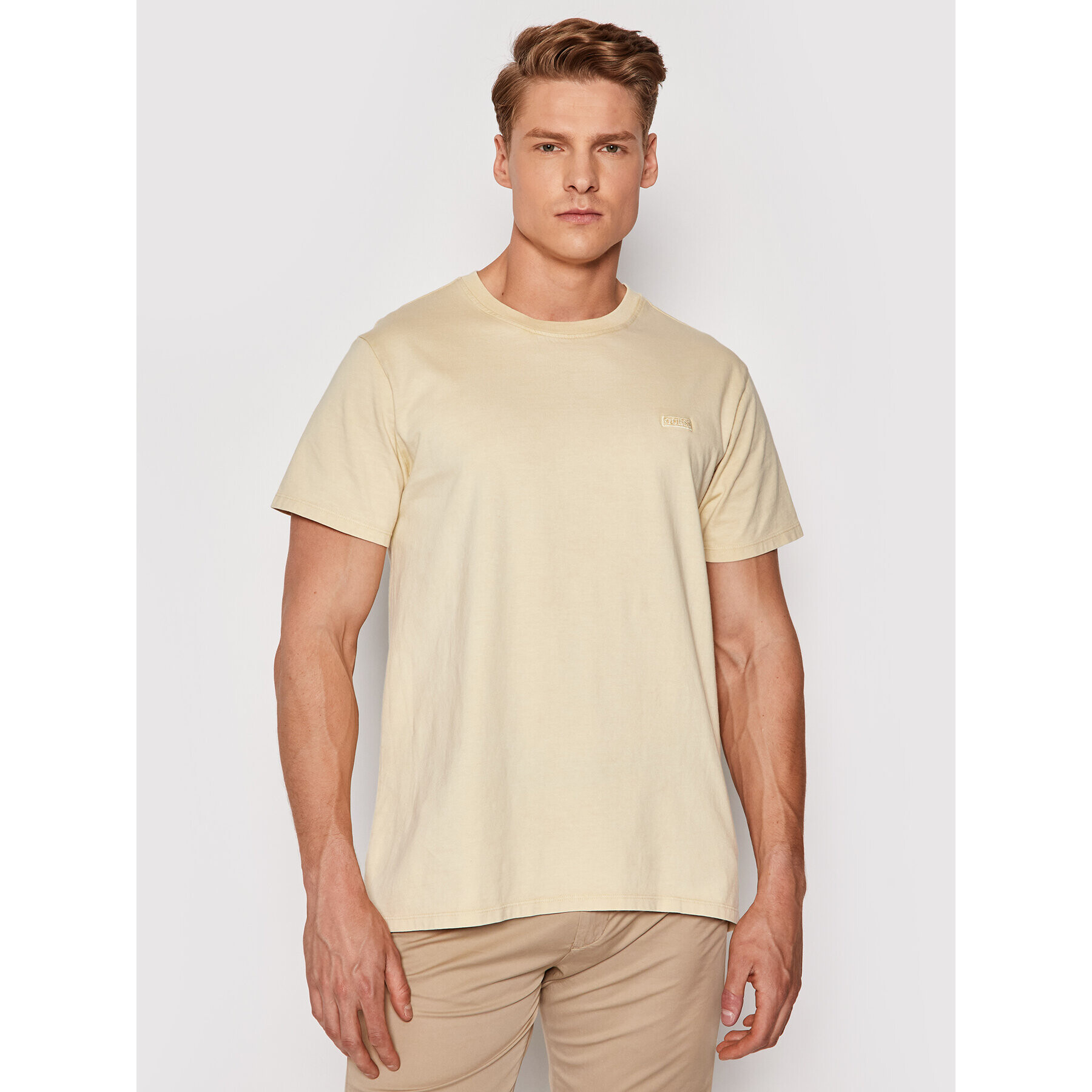 Guess Tricou M1GI48 K8FQ1 Galben Regular Fit - Pled.ro