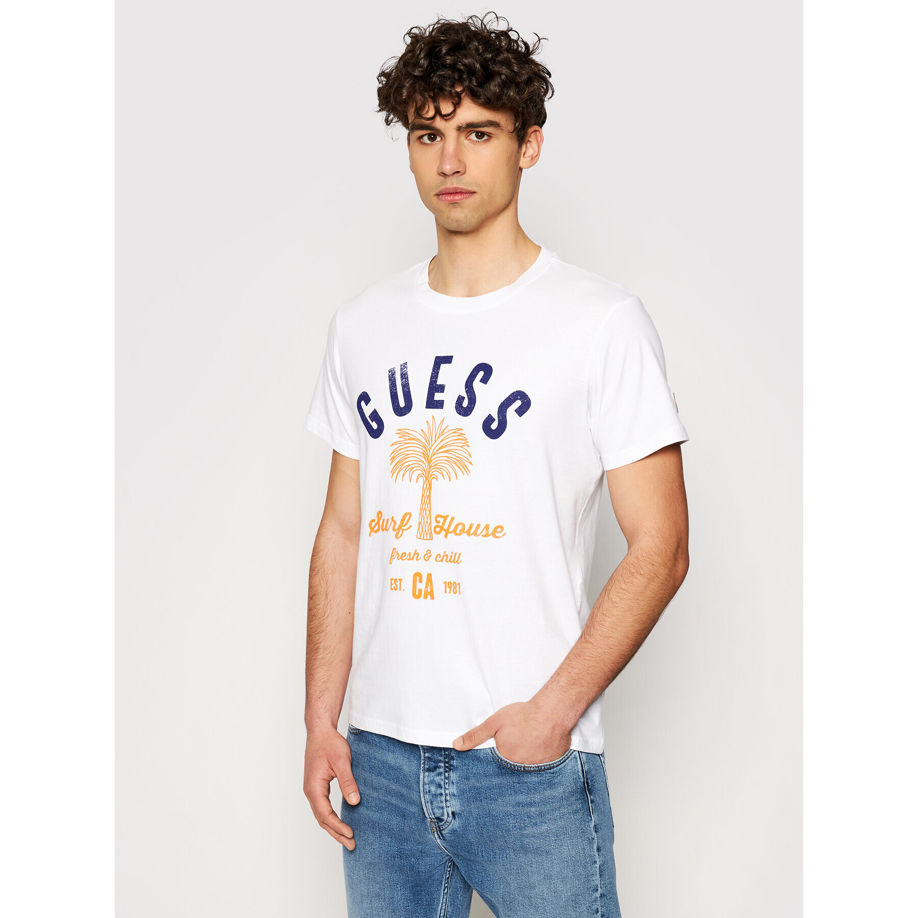 Guess Tricou M1GI84 I3Z00 Alb Regular Fit - Pled.ro