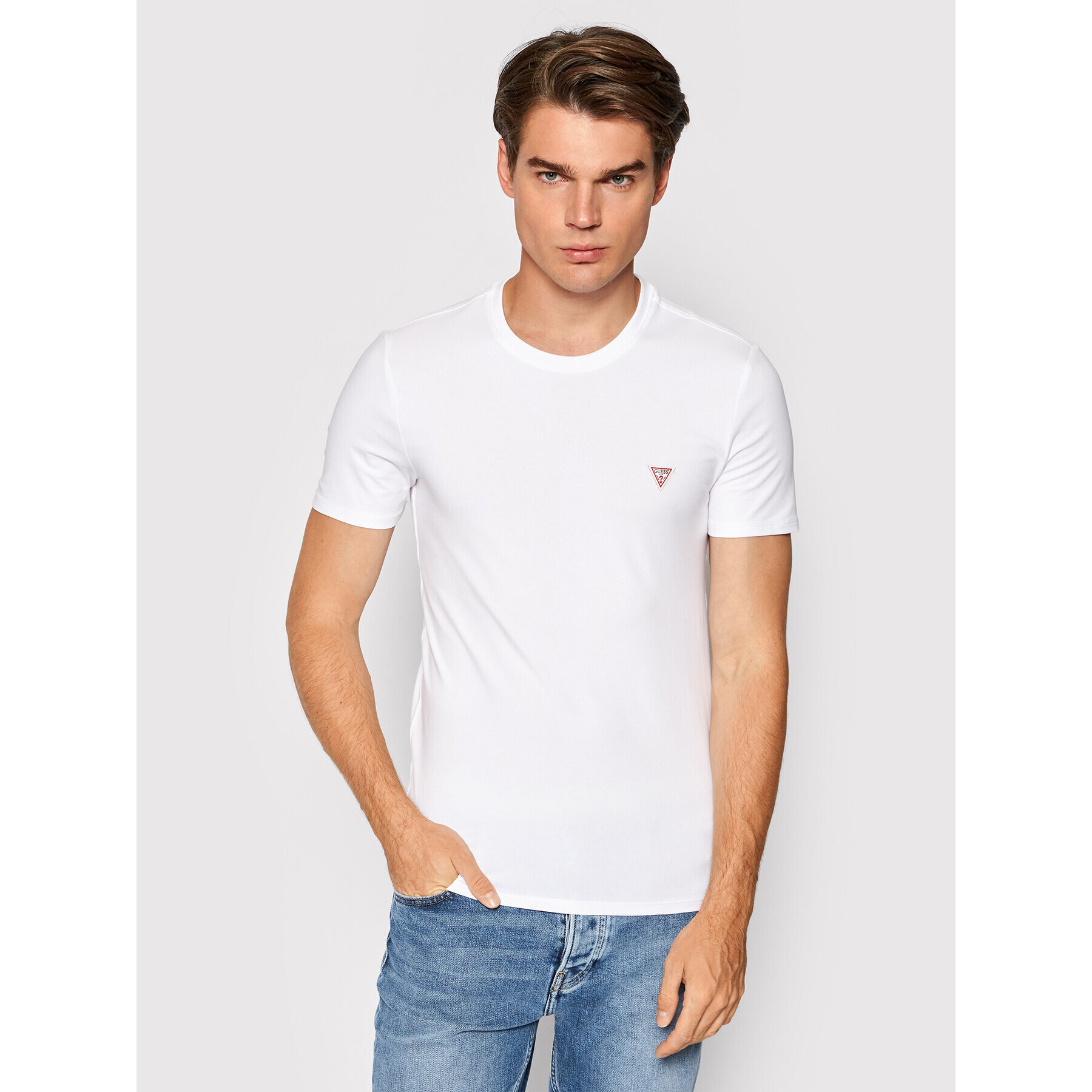 Guess Tricou M1RI24 J1311 Alb Super Slim Fit - Pled.ro