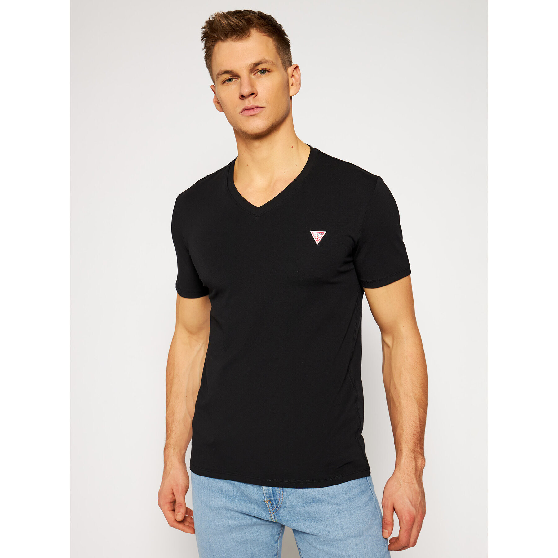 Guess Tricou M1RI32 J1311 Negru Super Slim Fit - Pled.ro