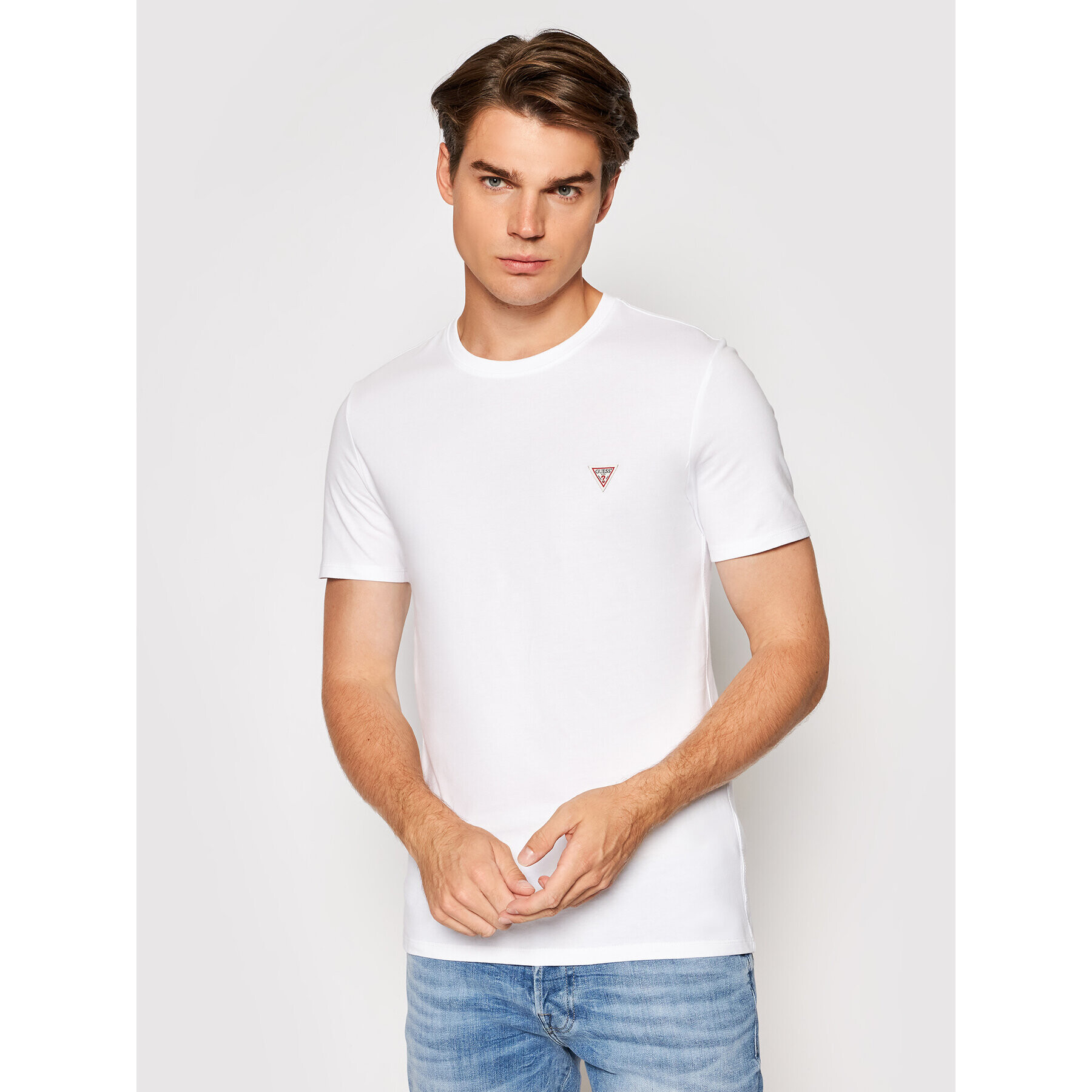 Guess Tricou M1RI36 I3Z11 Alb Slim Fit - Pled.ro