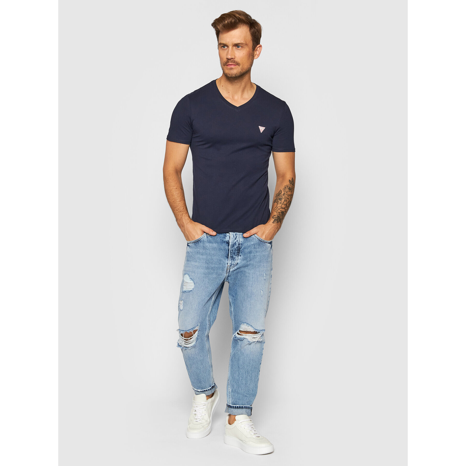 Guess Tricou M1RI37 I3Z11 Bleumarin Slim Fit - Pled.ro