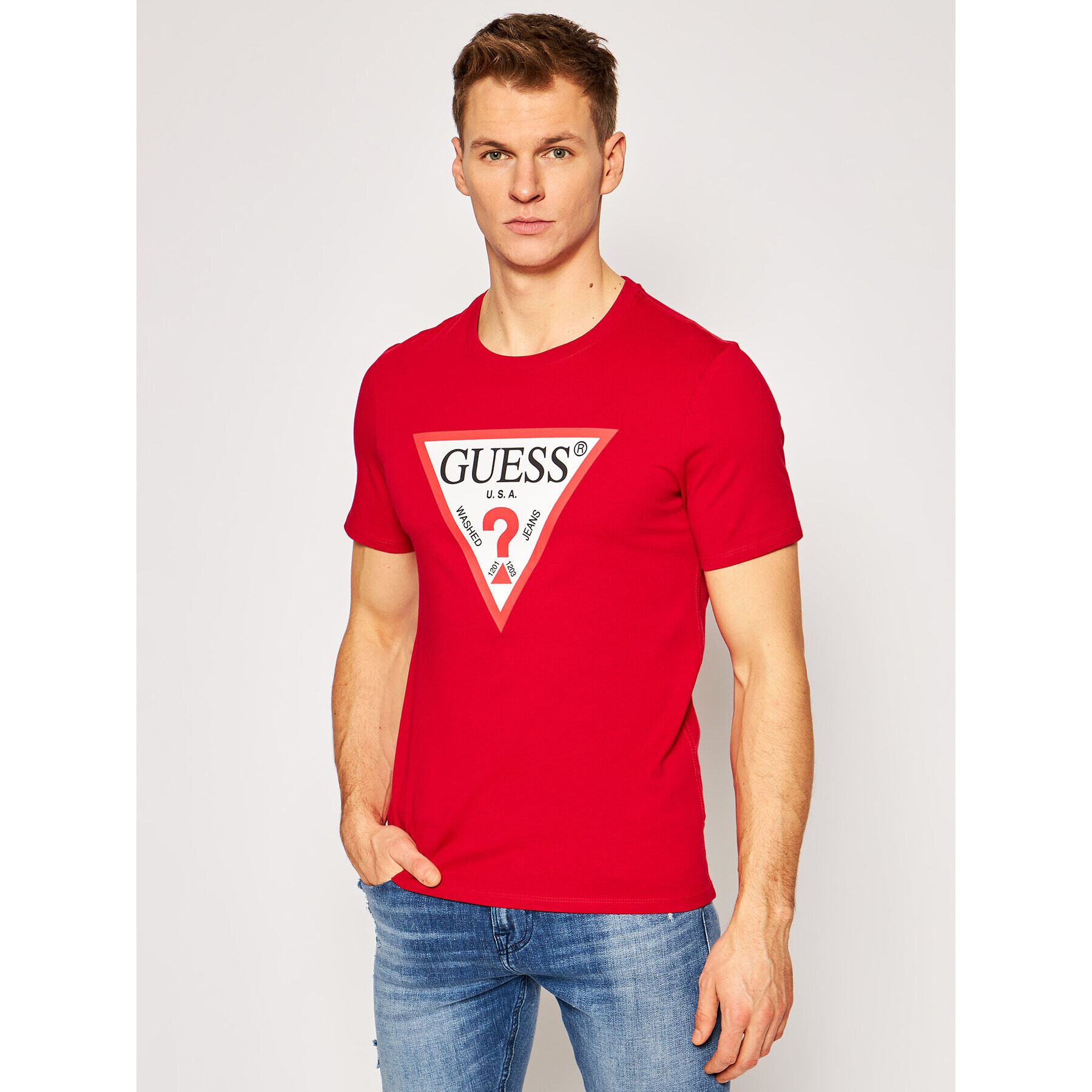 Guess Tricou M1RI71 I3Z11 Roșu Slim Fit - Pled.ro