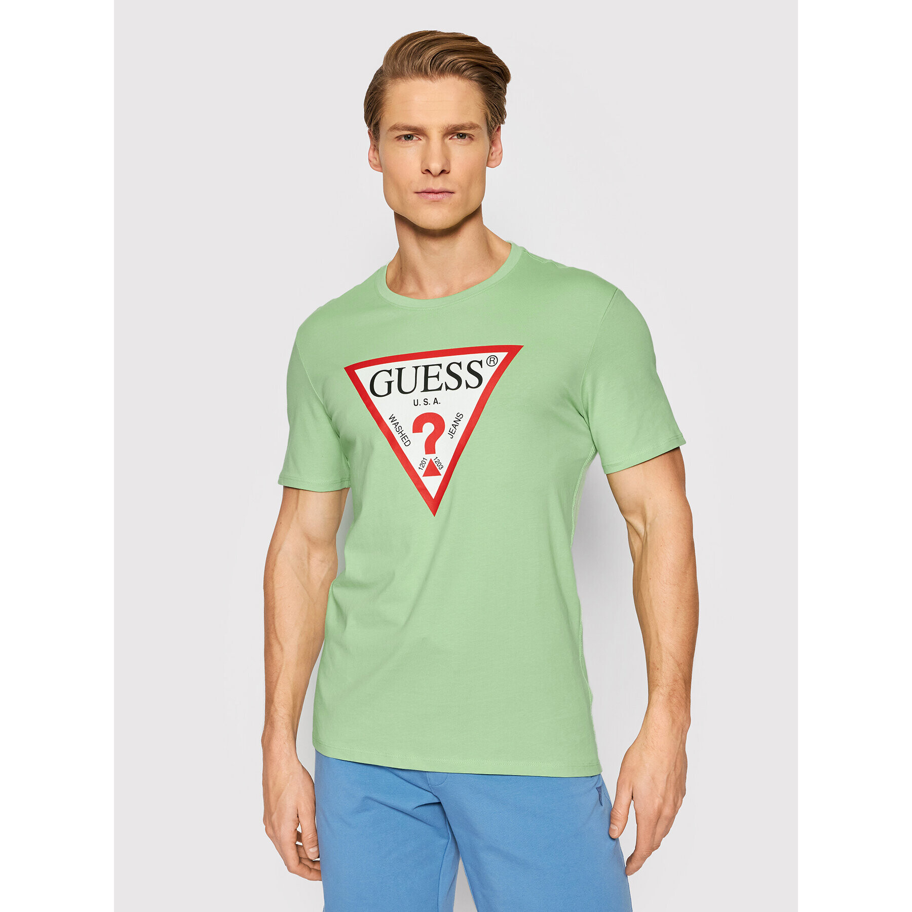 Guess Tricou M1RI71 I3Z11 Verde Slim Fit - Pled.ro