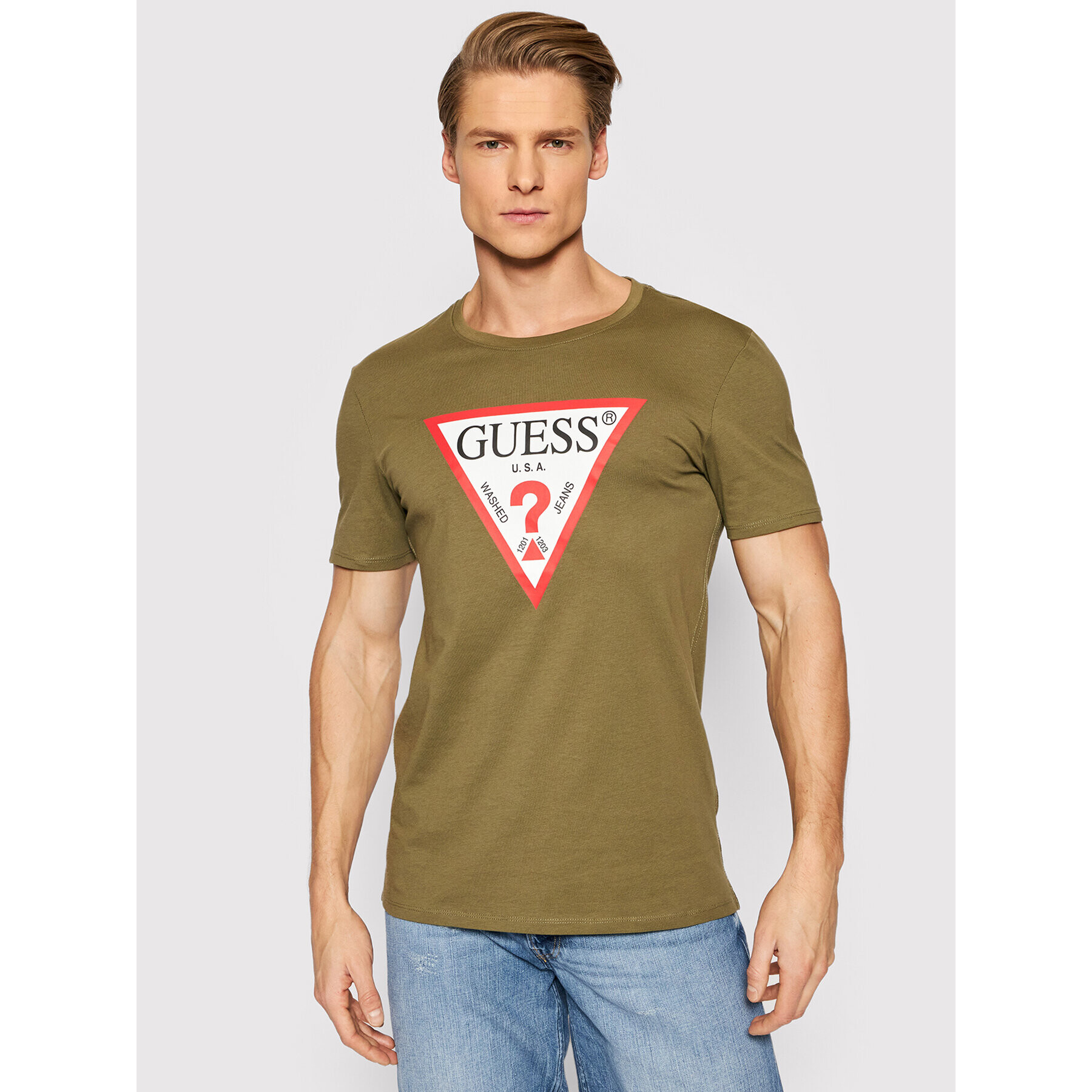 Guess Tricou M1RI71 I3Z11 Verde Slim Fit - Pled.ro