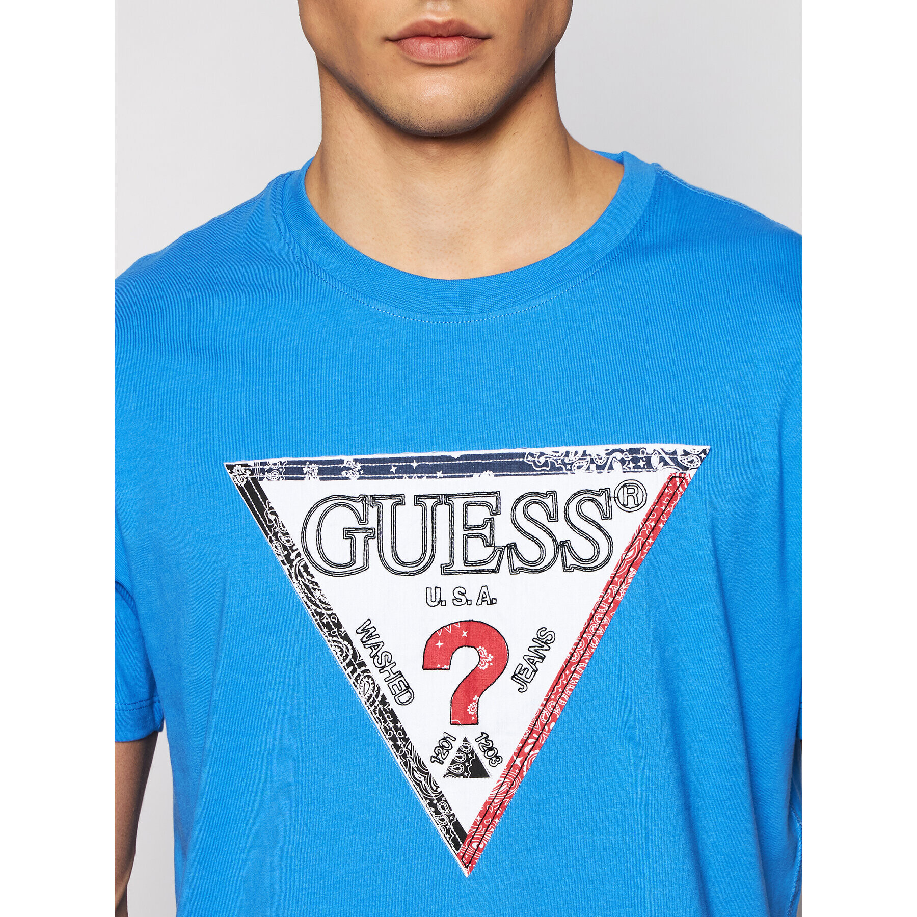 Guess Tricou M1RI72 K8FQ1 Albastru Regular Fit - Pled.ro