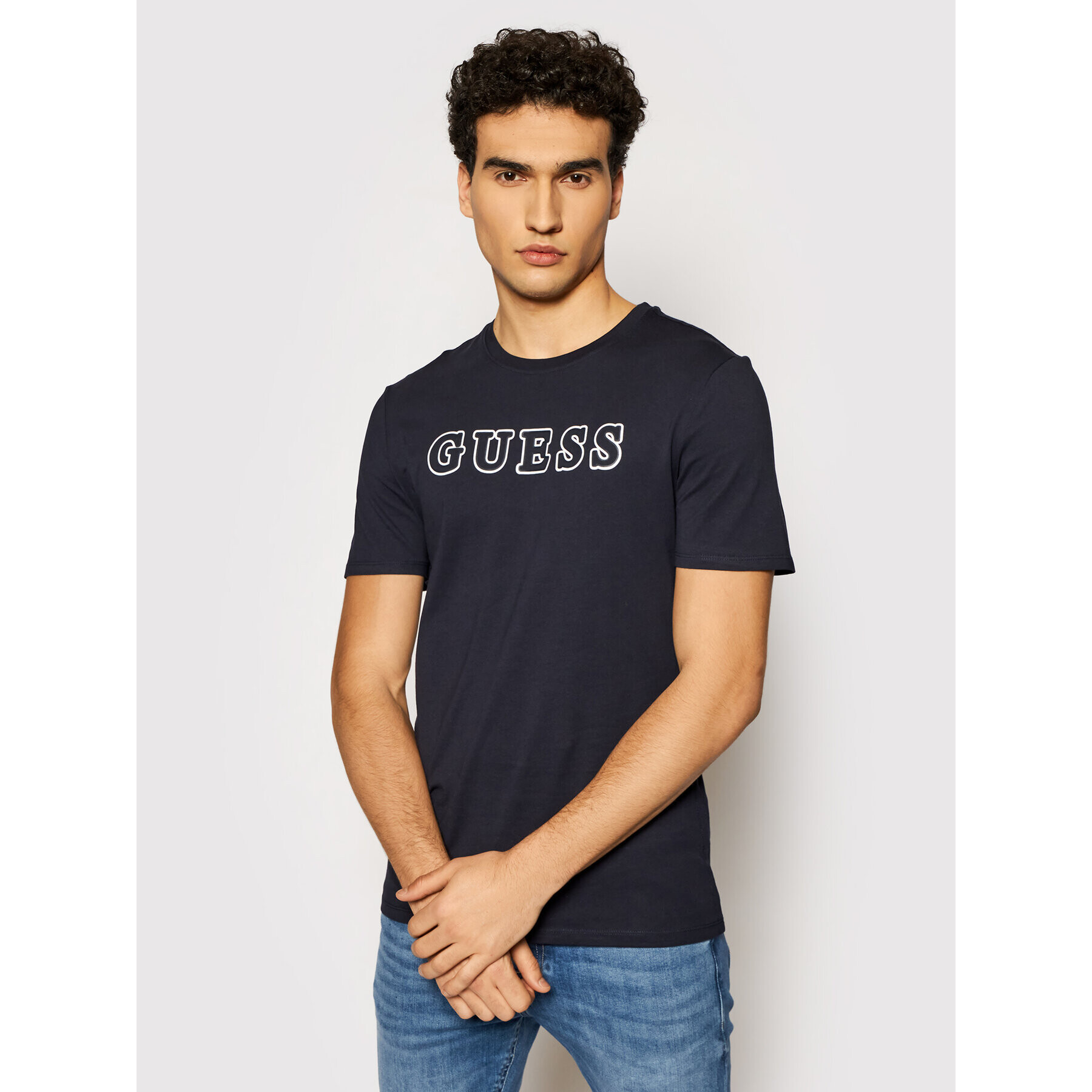 Guess Tricou M1YI53 I3Z11 Bleumarin Slim Fit - Pled.ro