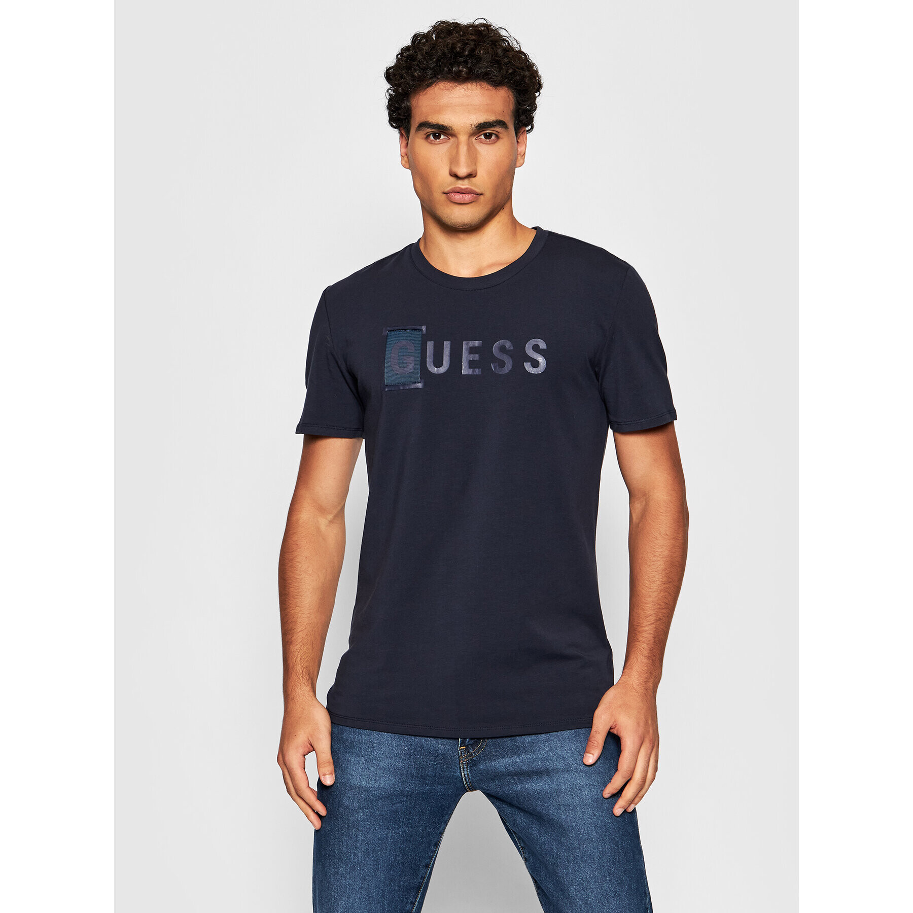 Guess Tricou M1YI65 J1311 Bleumarin Slim Fit - Pled.ro