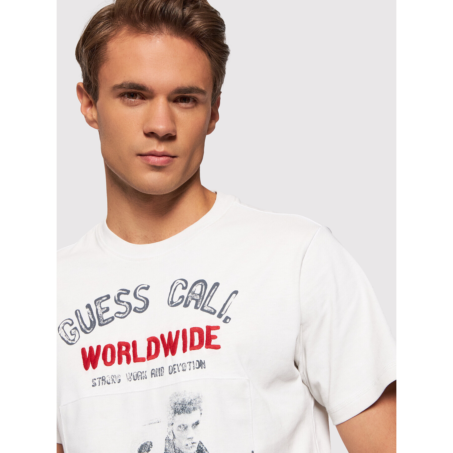 Guess Tricou M1YI70 K8FQ1 Alb Regular Fit - Pled.ro