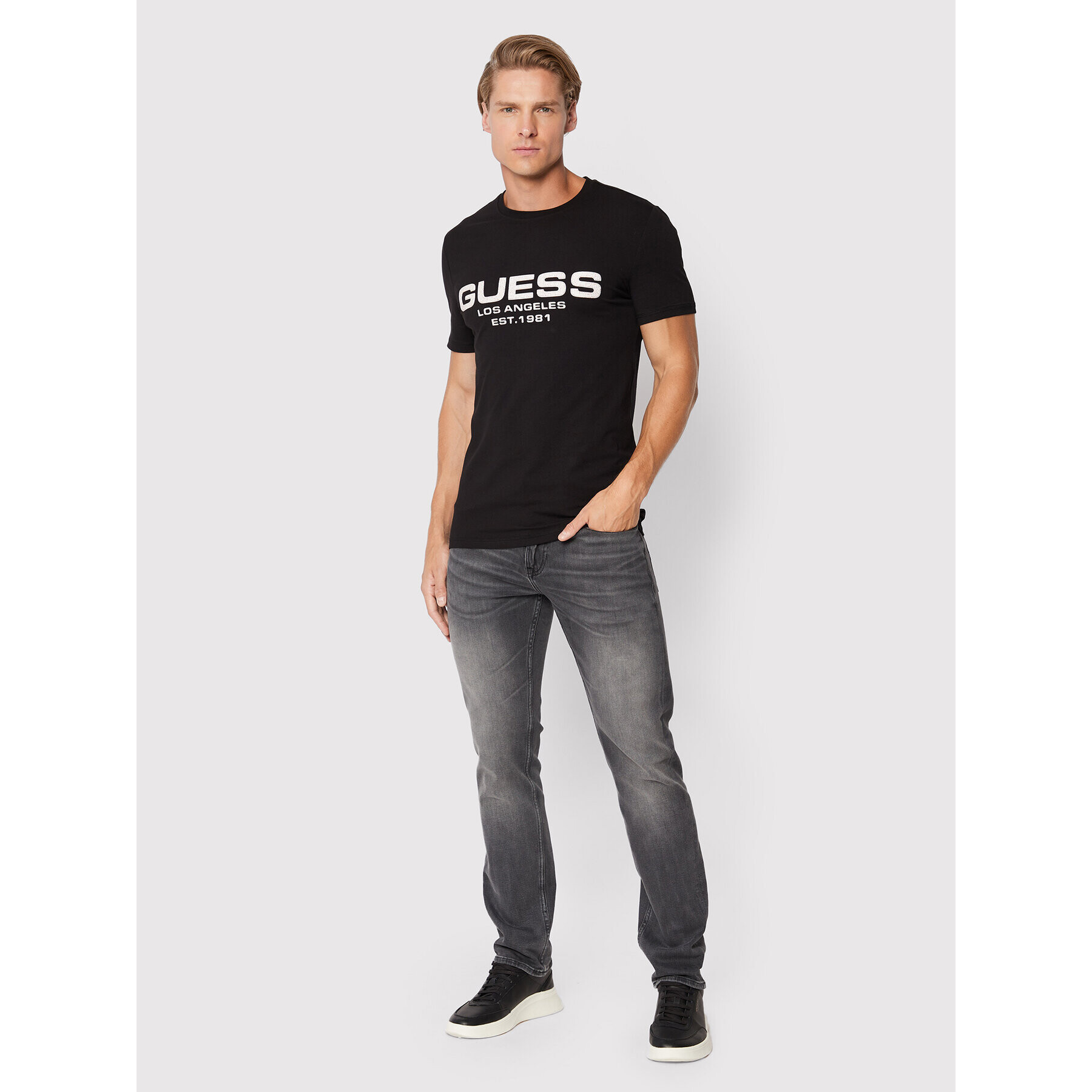 Guess Tricou M2BI25 J1314 Negru Slim Fit - Pled.ro