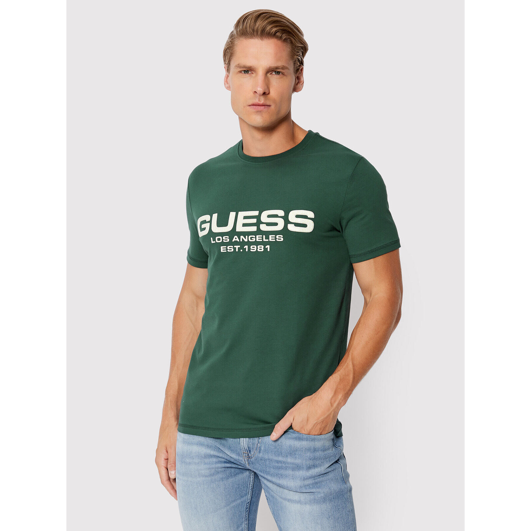 Guess Tricou M2BI25 J1314 Verde Slim Fit - Pled.ro