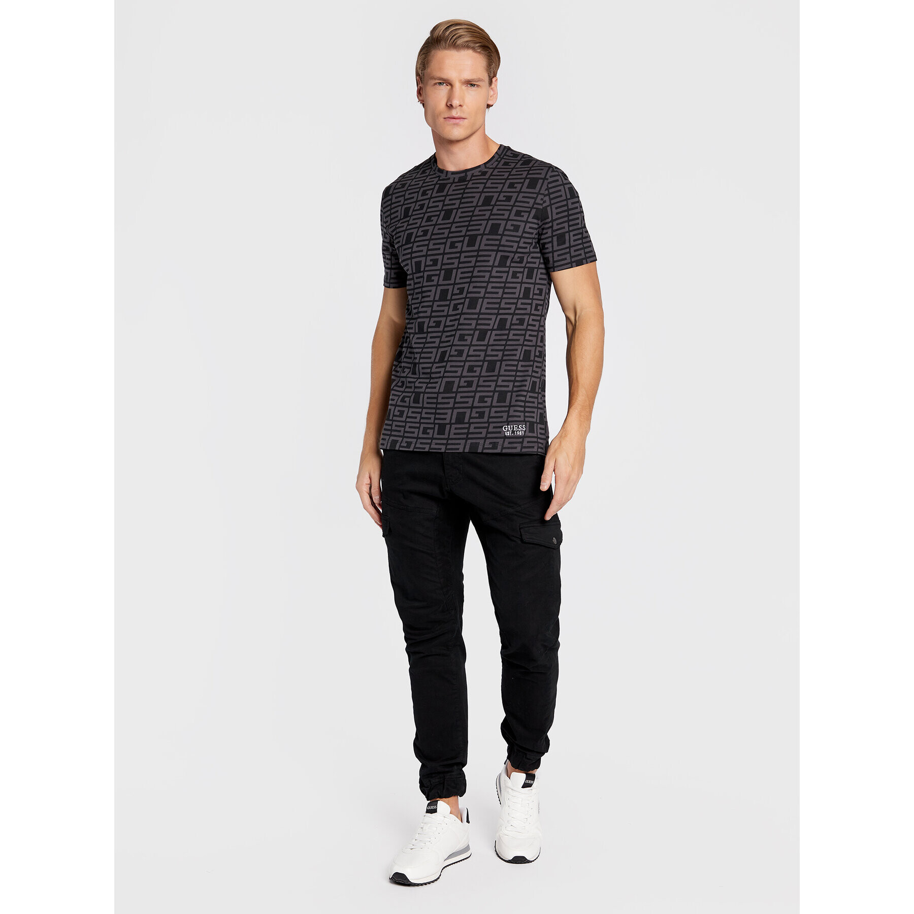 Guess Tricou M2BI50 J1314 Gri Slim Fit - Pled.ro