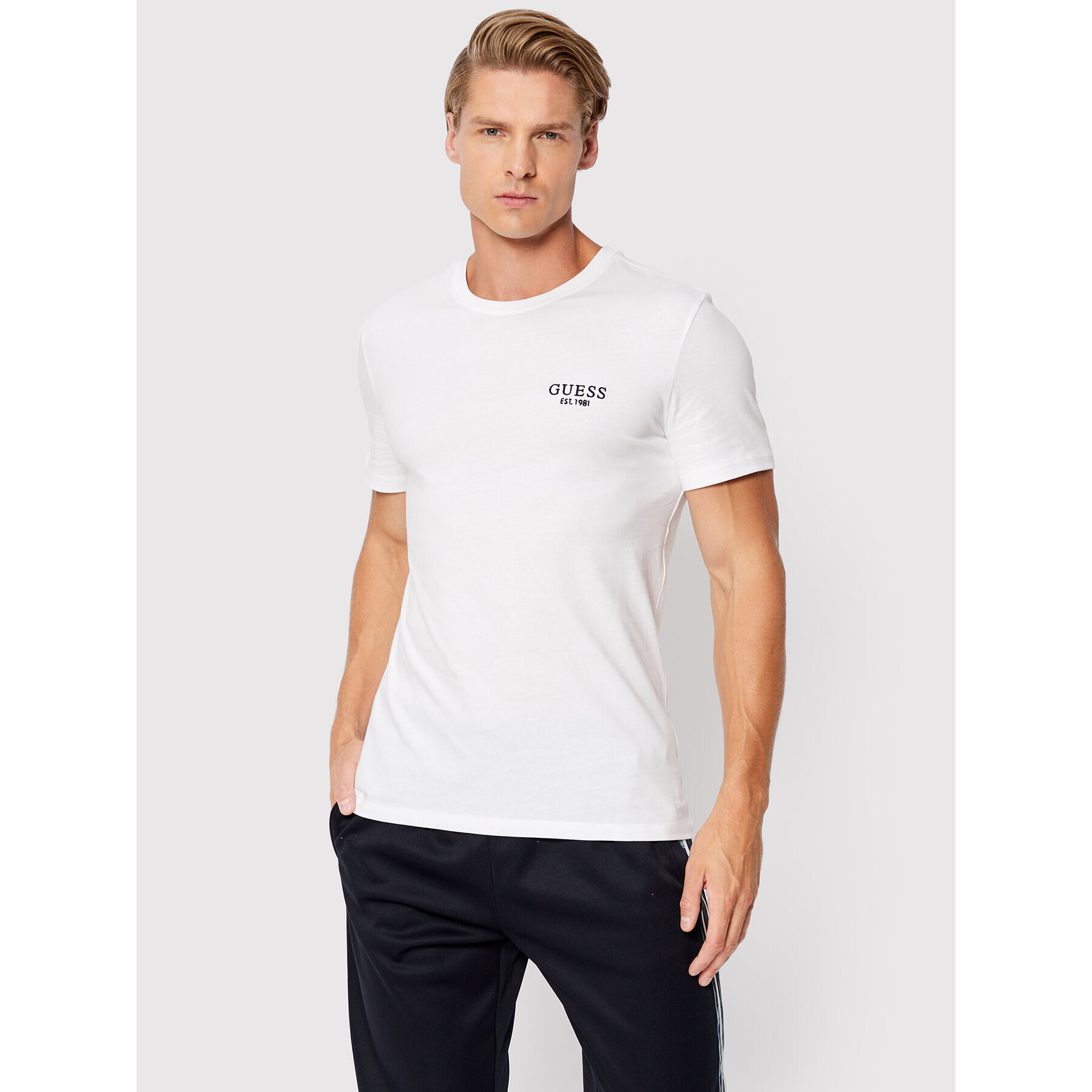 Guess Tricou M2BI59 I3Z14 Alb Slim Fit - Pled.ro