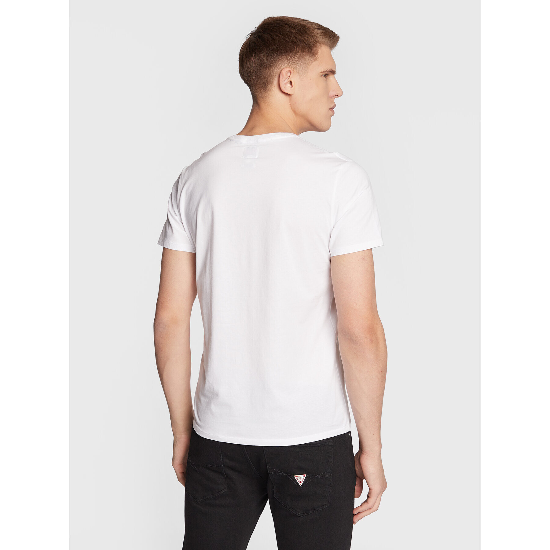 Guess Tricou M2BP47 K7HD0 Alb Slim Fit - Pled.ro