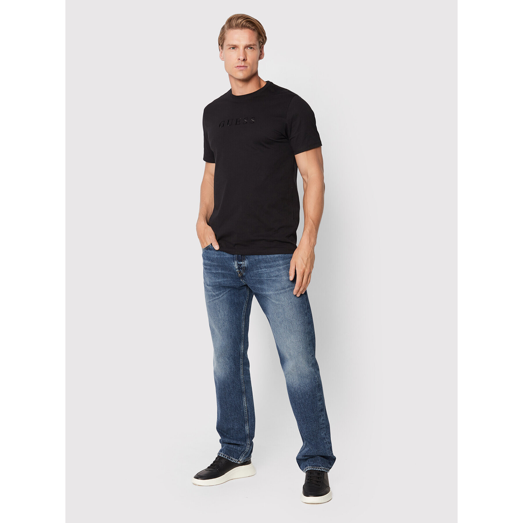 Guess Tricou M2BP47 K7HD0 Negru Regular Fit - Pled.ro