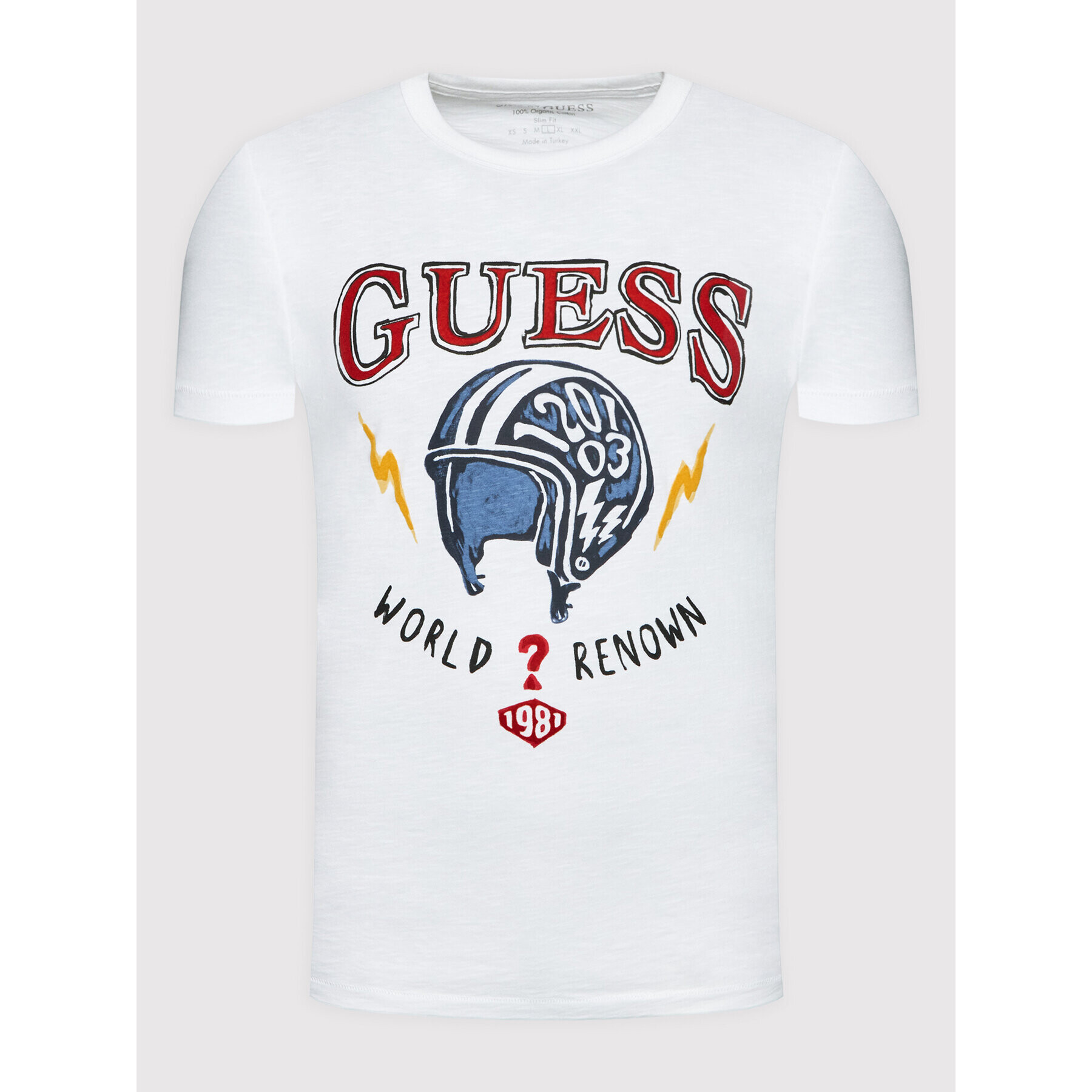 Guess Tricou M2GI02 K6XN1 Alb Slim Fit - Pled.ro