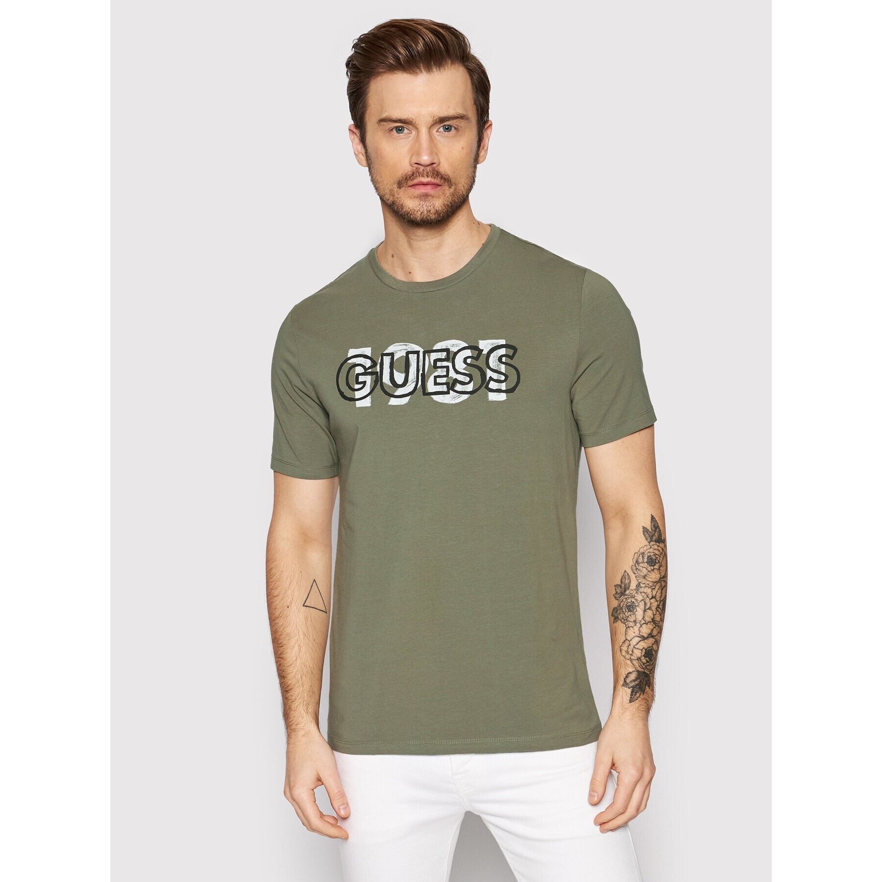 Guess Tricou M2GI09 J1311 Verde Slim Fit - Pled.ro