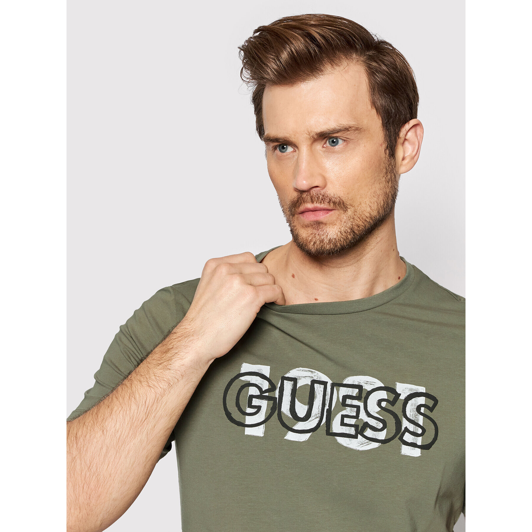 Guess Tricou M2GI09 J1311 Verde Slim Fit - Pled.ro